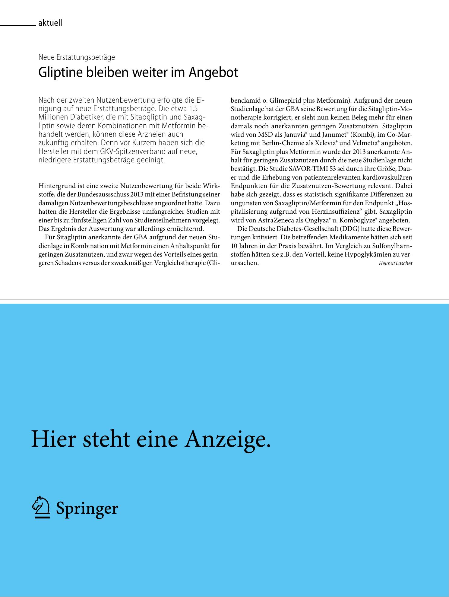 Vorschauseite 1: Gliptine bleiben weiter im Angebot