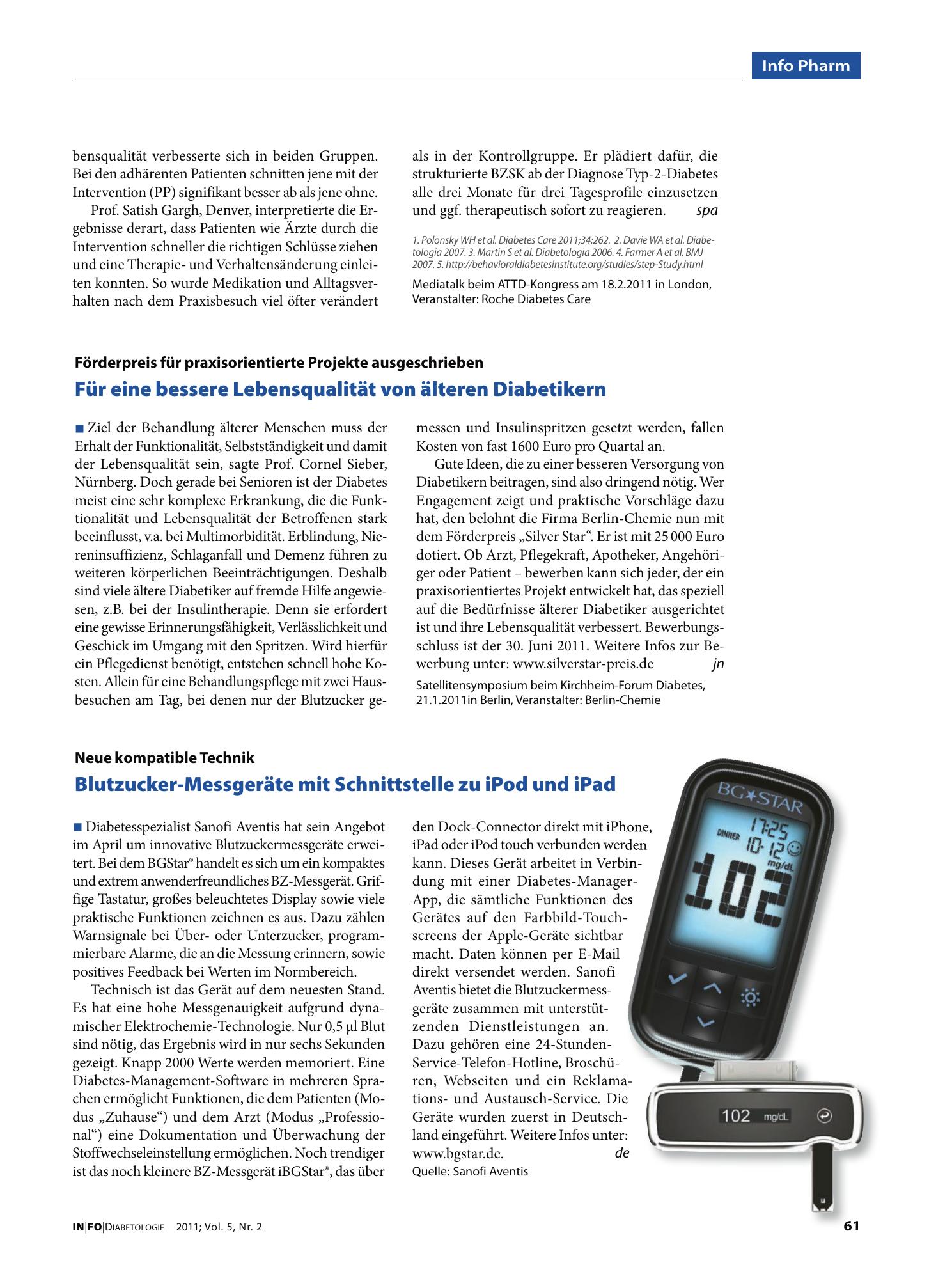 Vorschauseite 1: Blutzucker-Messgeräte mit Schnittstelle zu iPod und iPad