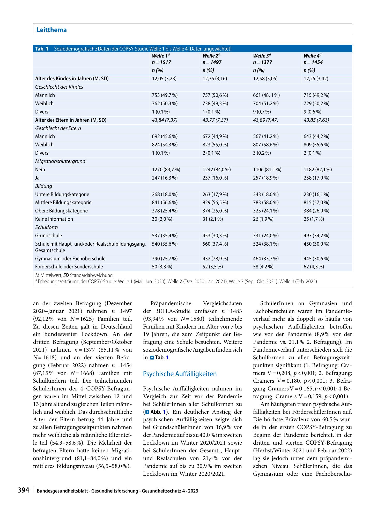 Vorschauseite 4: Perspektive Prävention: Psychische Gesundheit von Schülerinnen und Schülern in Deutschland