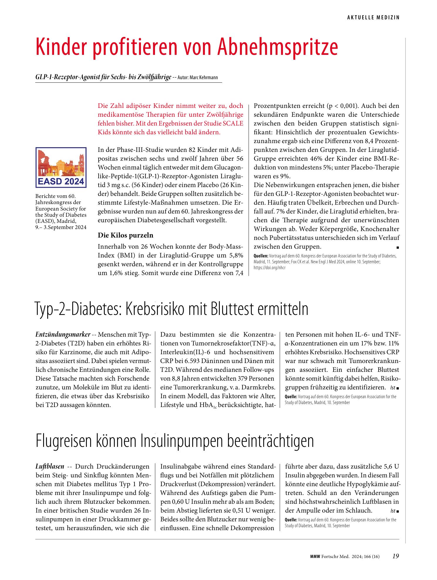 Vorschauseite 1: Kinder profitieren von Abnehmspritze