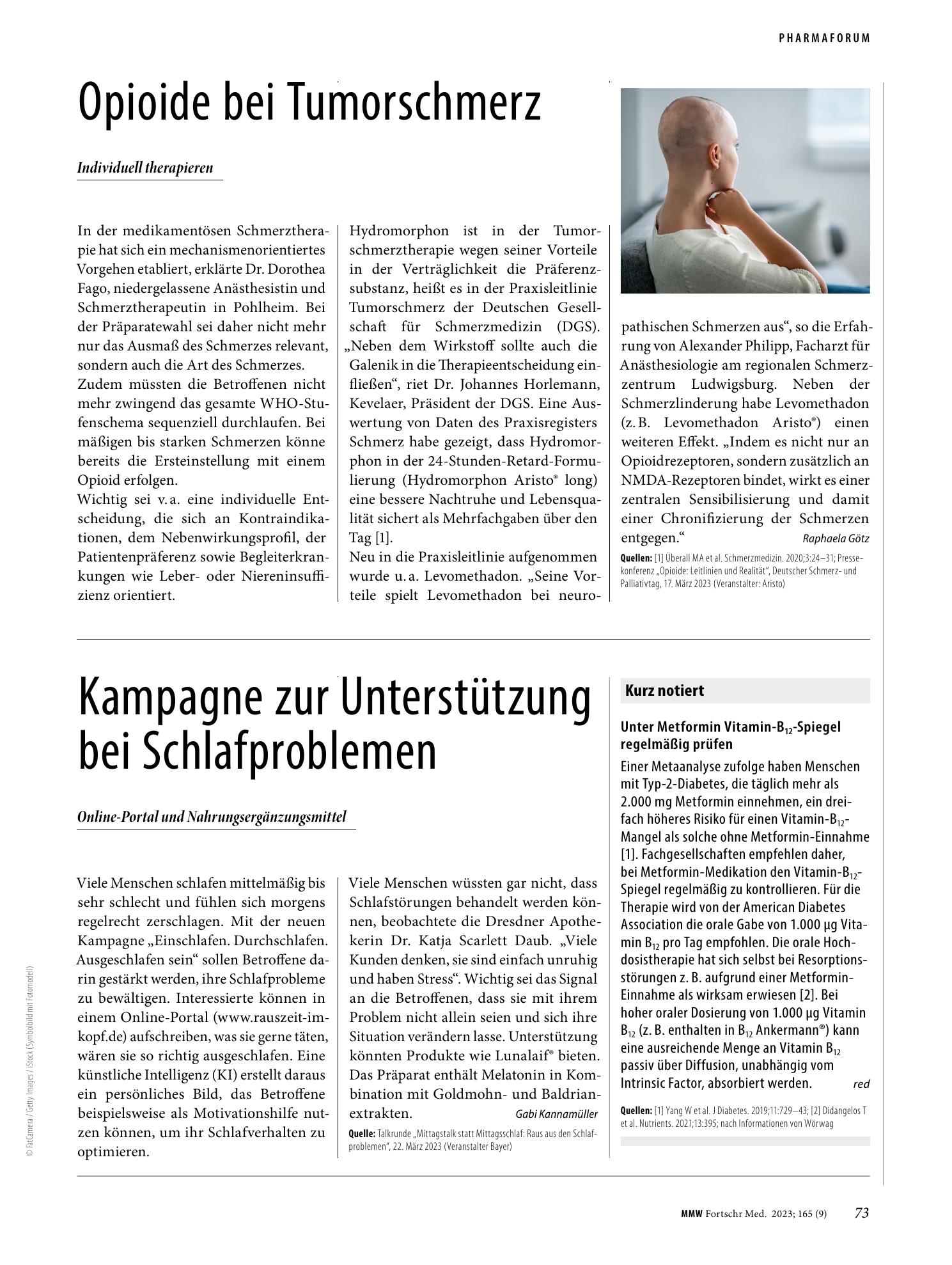 Vorschauseite 1: Opioide bei Tumorschmerz