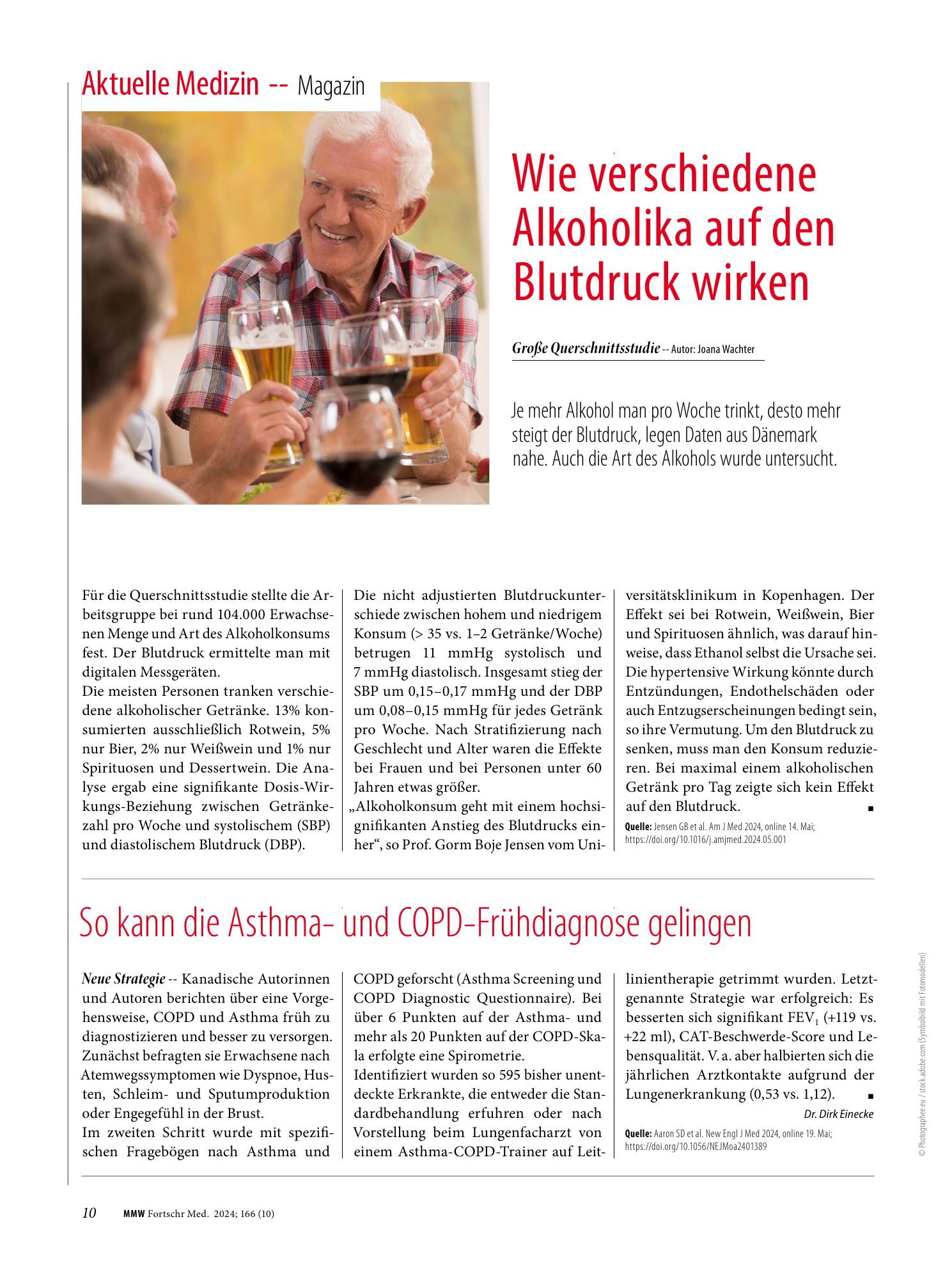Vorschauseite 1: Wie verschiedene Alkoholika auf den Blutdruck wirken