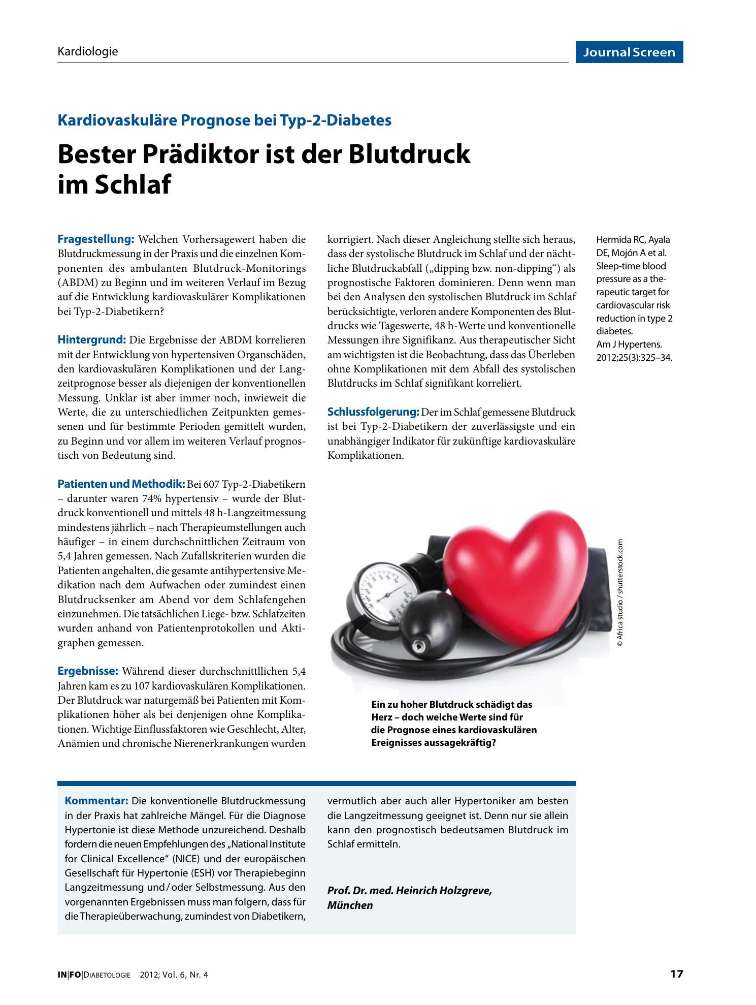 Vorschauseite 1: Bester Prädiktor ist der Blutdruck im Schlaf