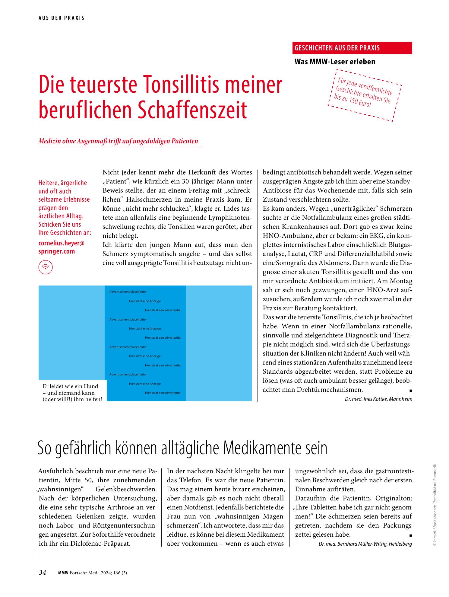 Vorschauseite 1: Die teuerste Tonsillitis meiner beruflichen Schaffenszeit