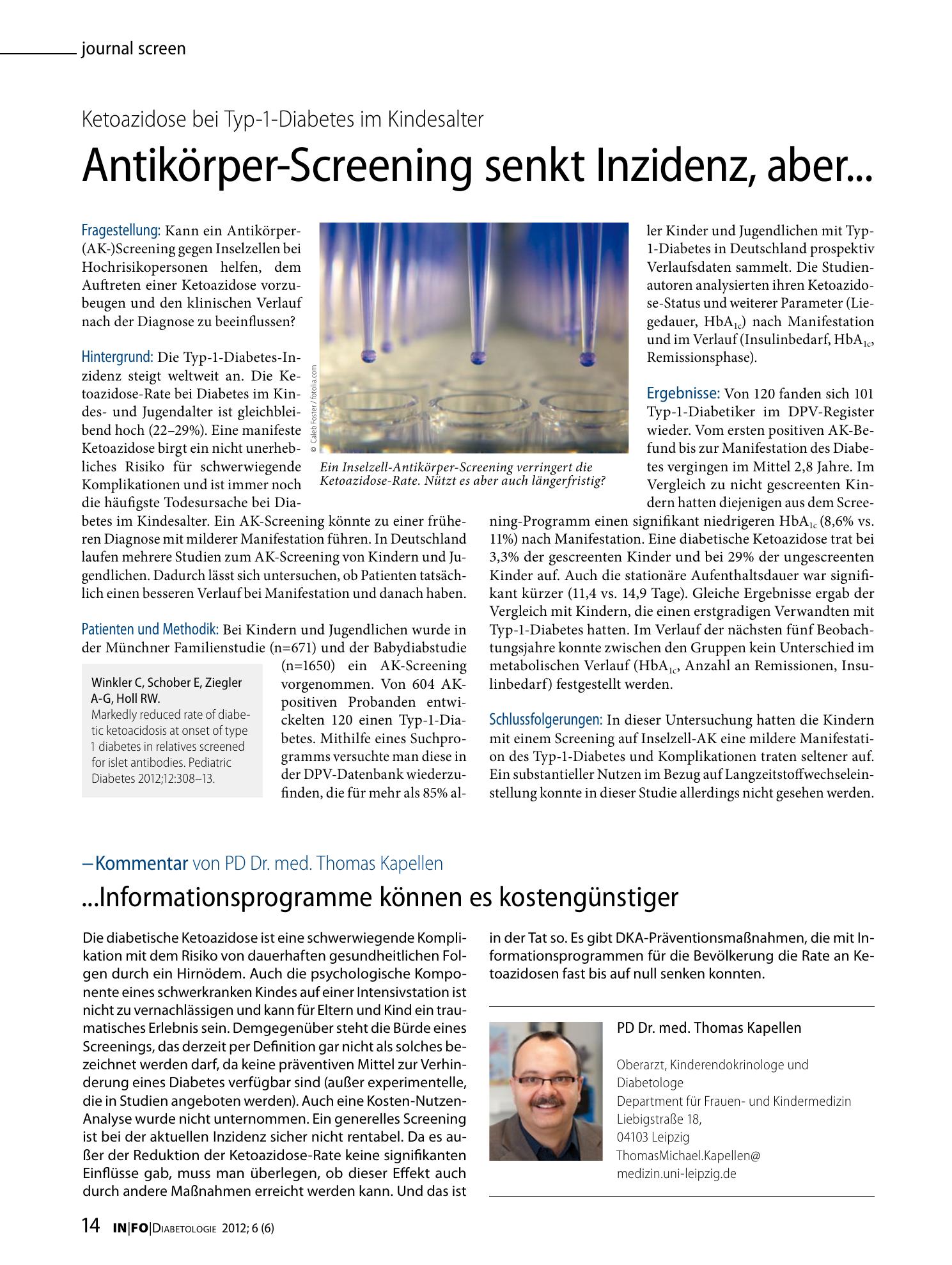 Vorschauseite 1: Antikörper-Screening senkt Inzidenz, aber...