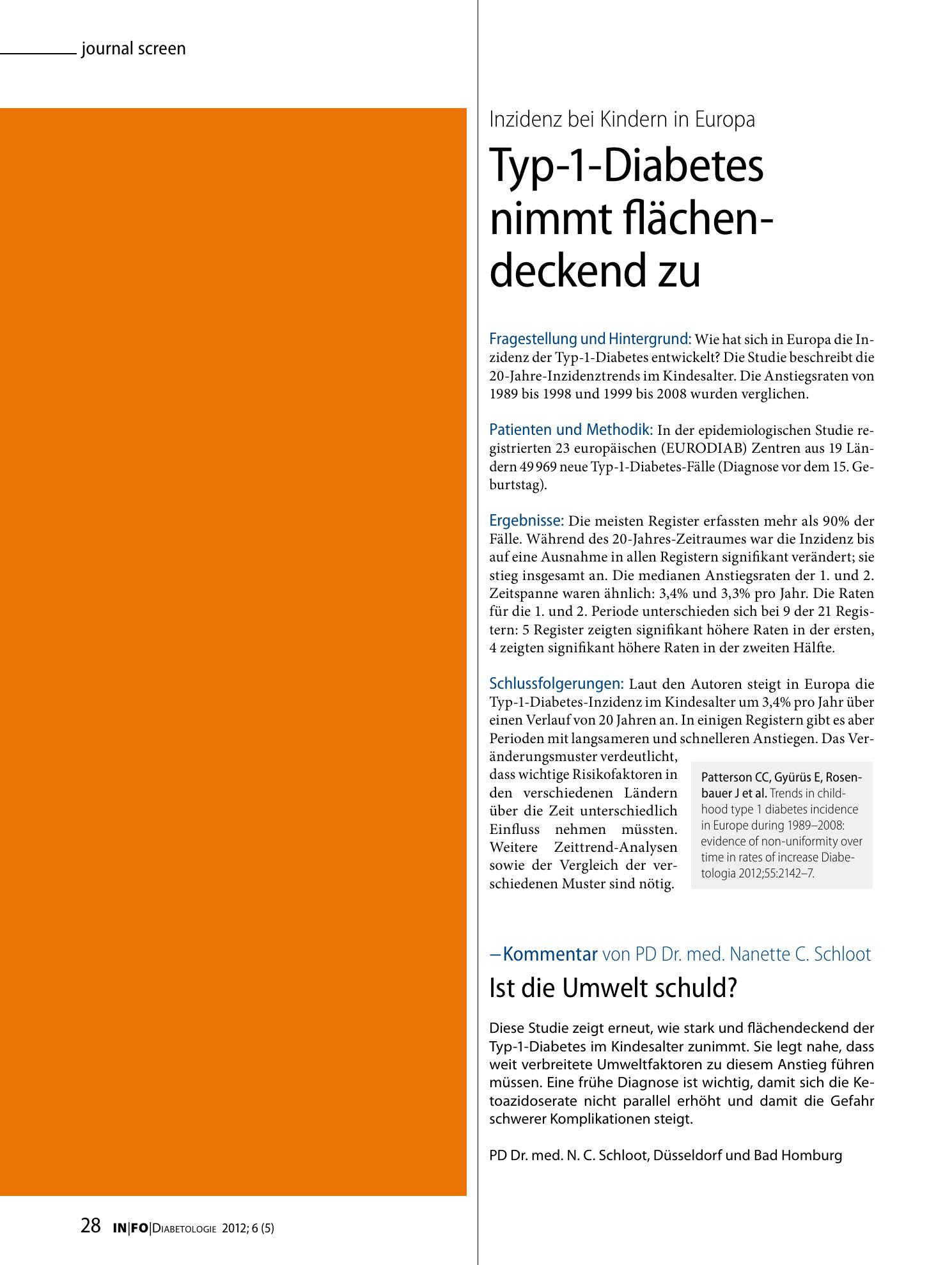 Vorschauseite 1: Typ-1-Diabetes nimmt flächendeckend zu