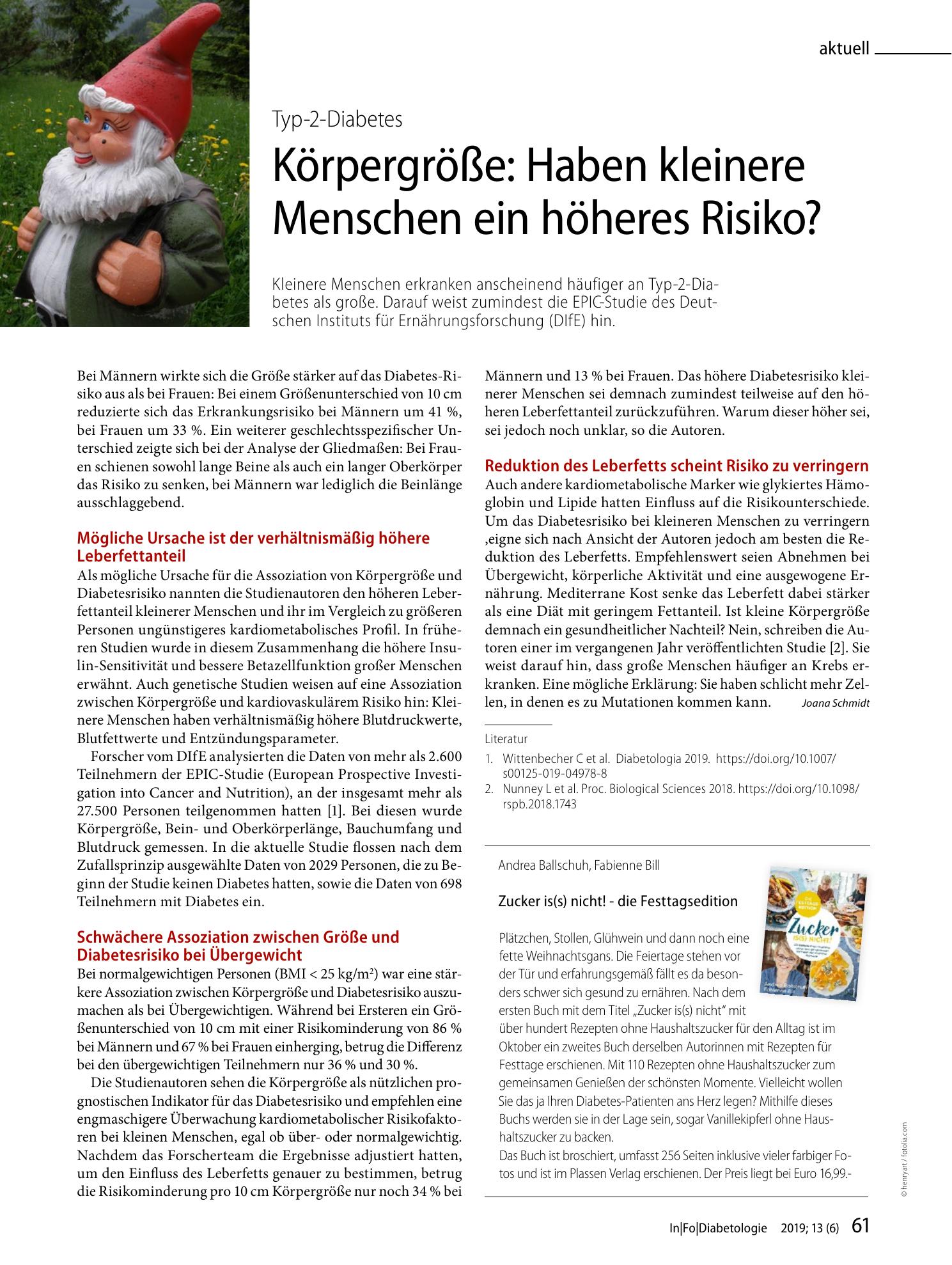 Vorschauseite 1: Körpergröße: Haben kleinere Menschen ein höheres Risiko?