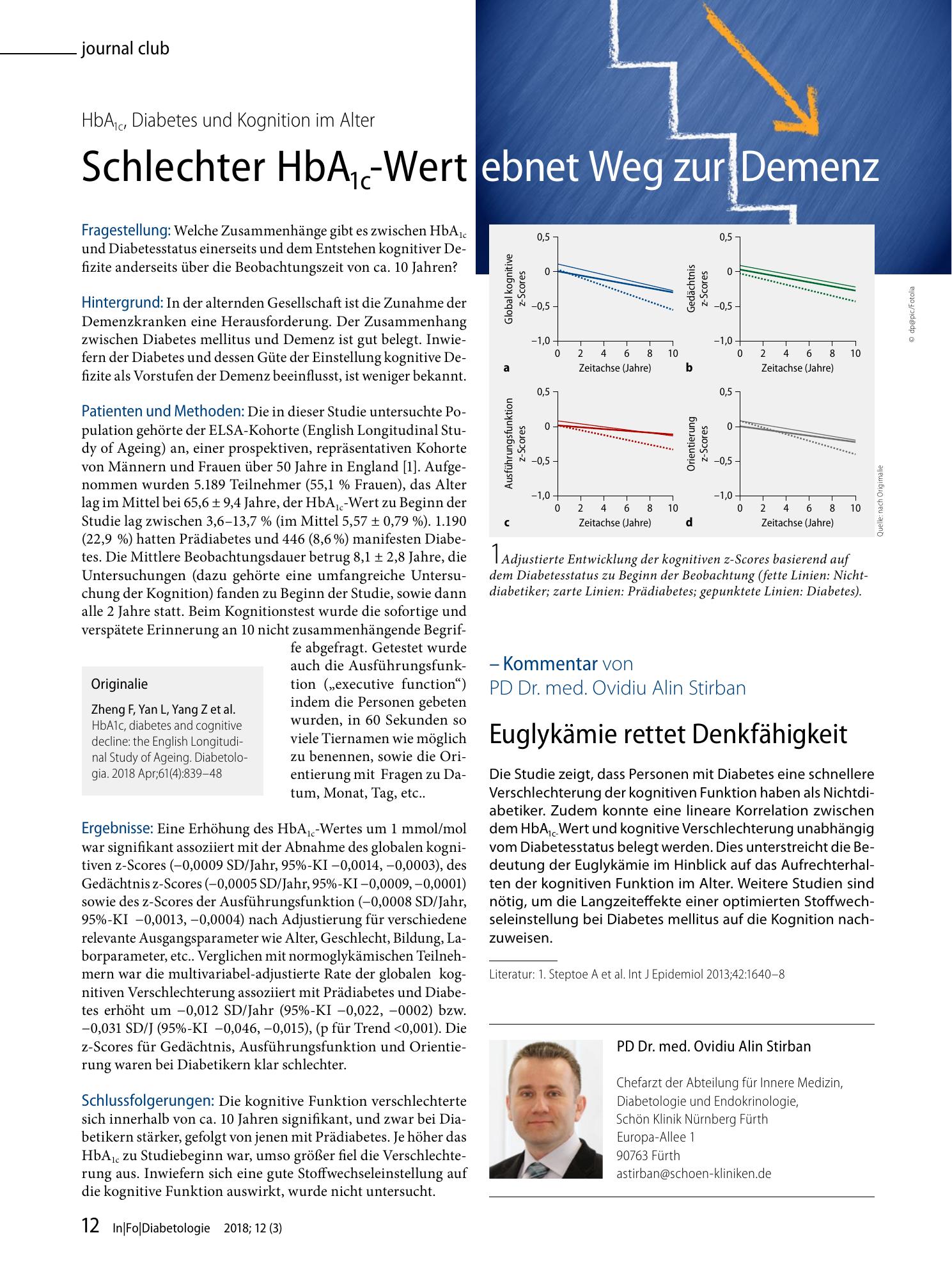 Vorschauseite 1: Schlechter HbA1c-Wert ebnet Weg zur Demenz