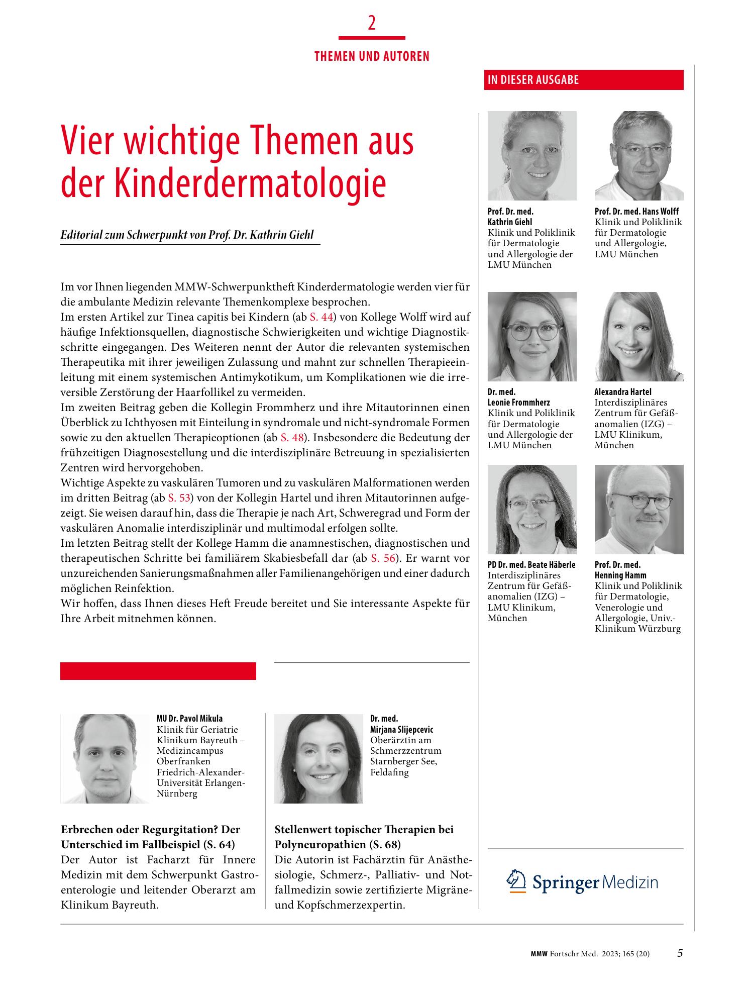 Vorschauseite 1: Vier wichtige Themen aus der Kinderdermatologie
