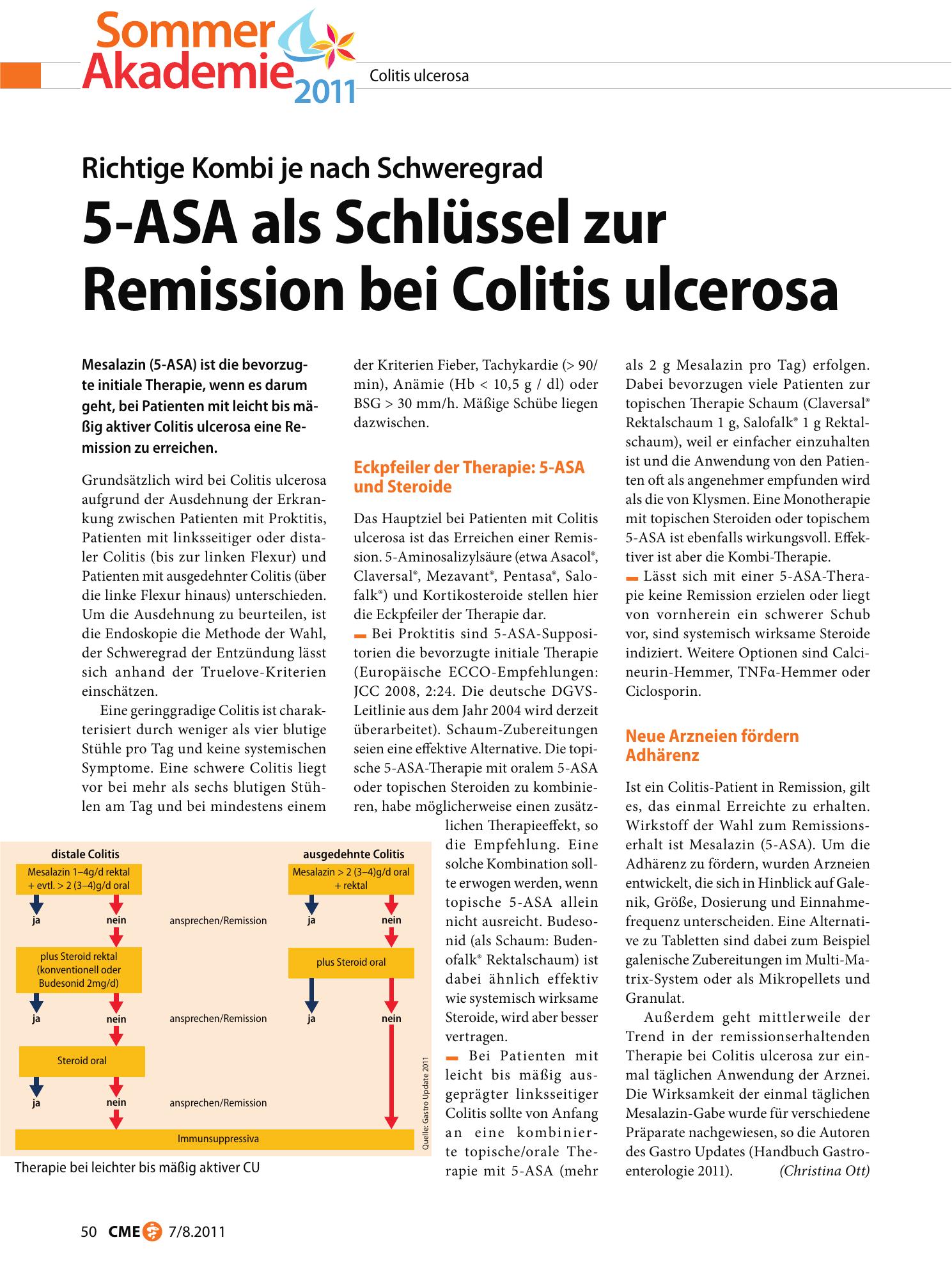 Vorschauseite 1: 5-ASA als Schlüssel zur Remission bei Colitis ulcerosa