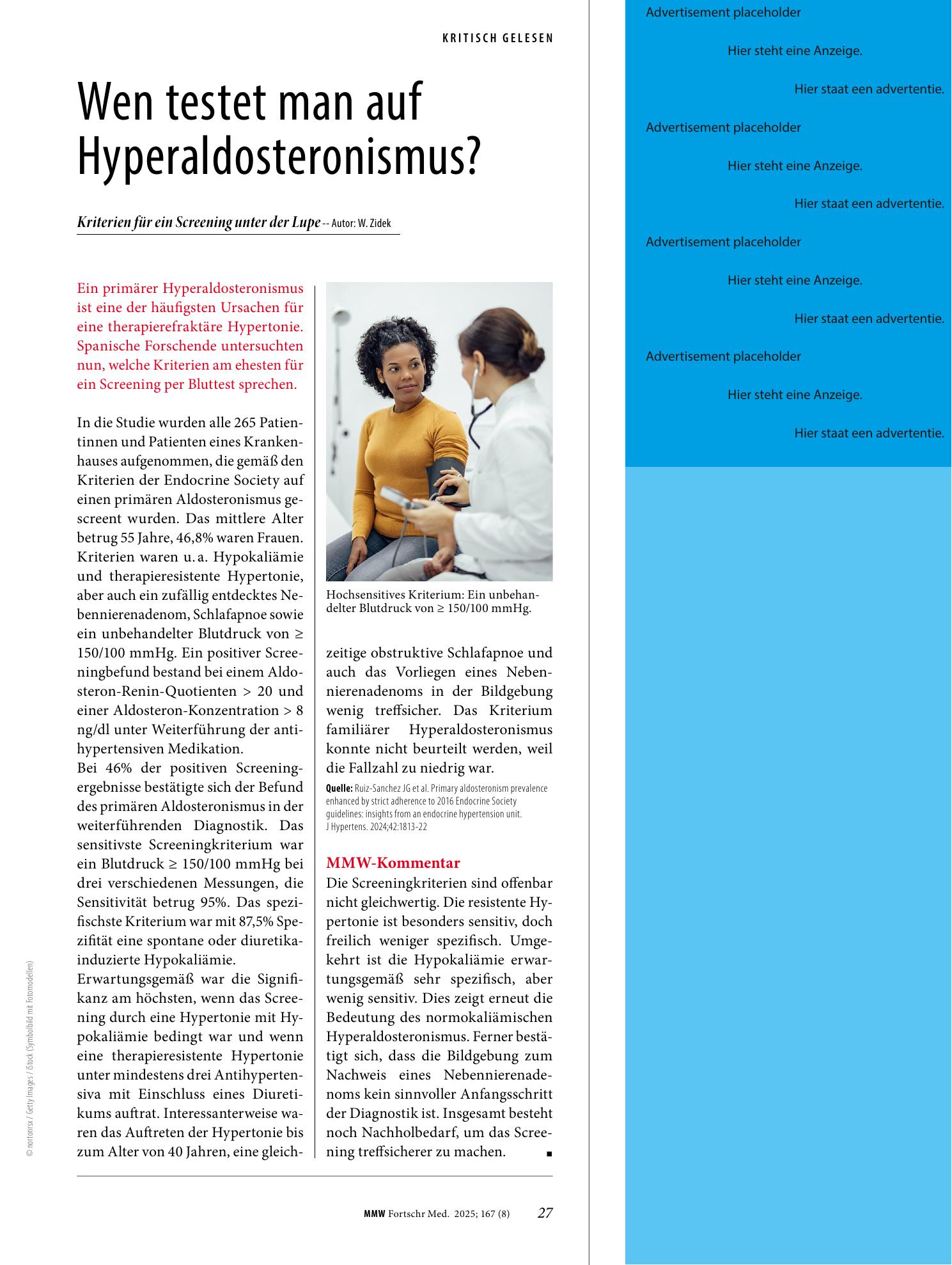 Vorschauseite 1: Wen testet man auf Hyperaldosteronismus?