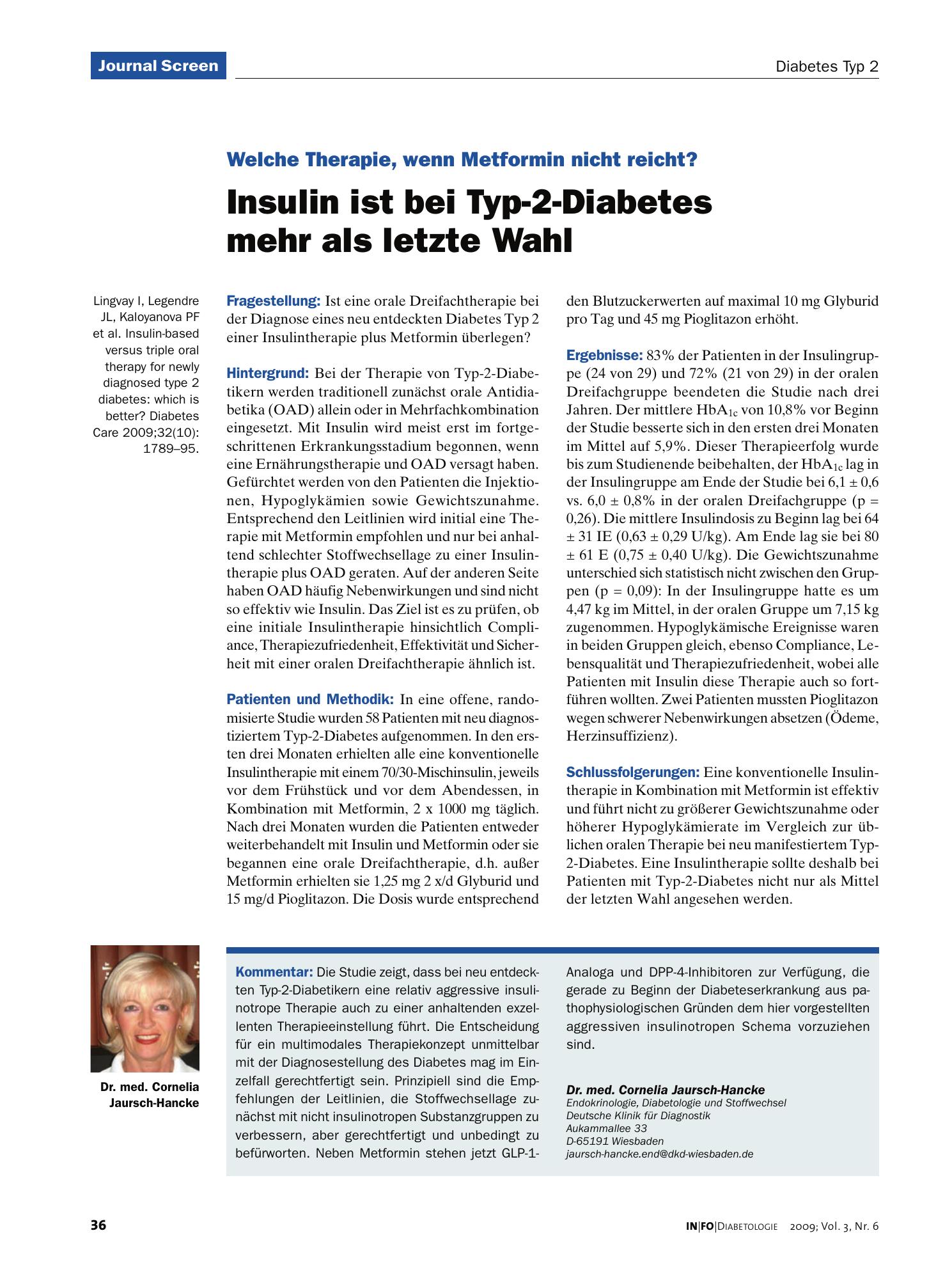 Vorschauseite 1: Insulin ist bei Typ-2-Diabetes mehr als letzte Wahl
