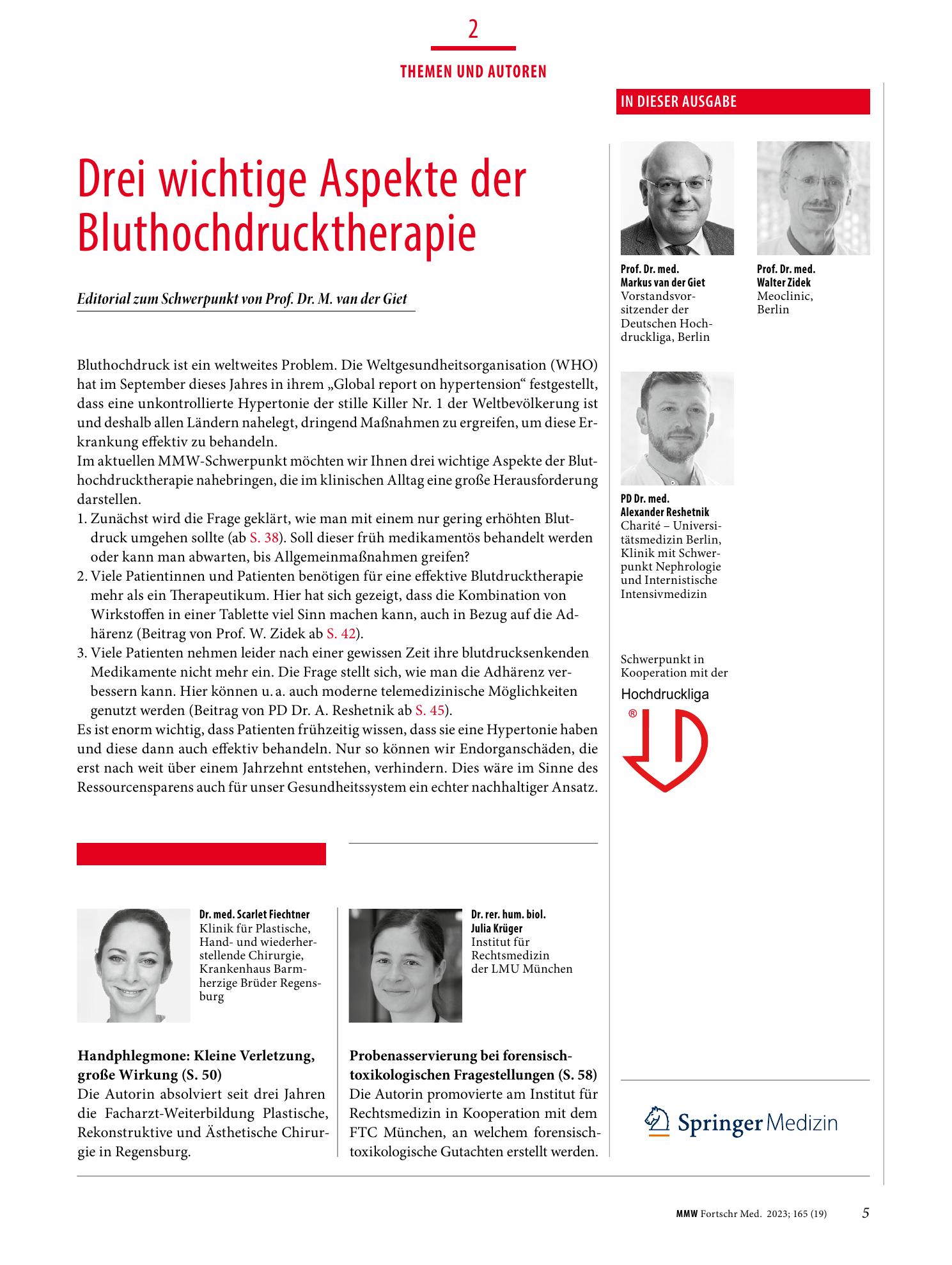 Vorschauseite 1: Drei wichtige Aspekte der Bluthochdrucktherapie