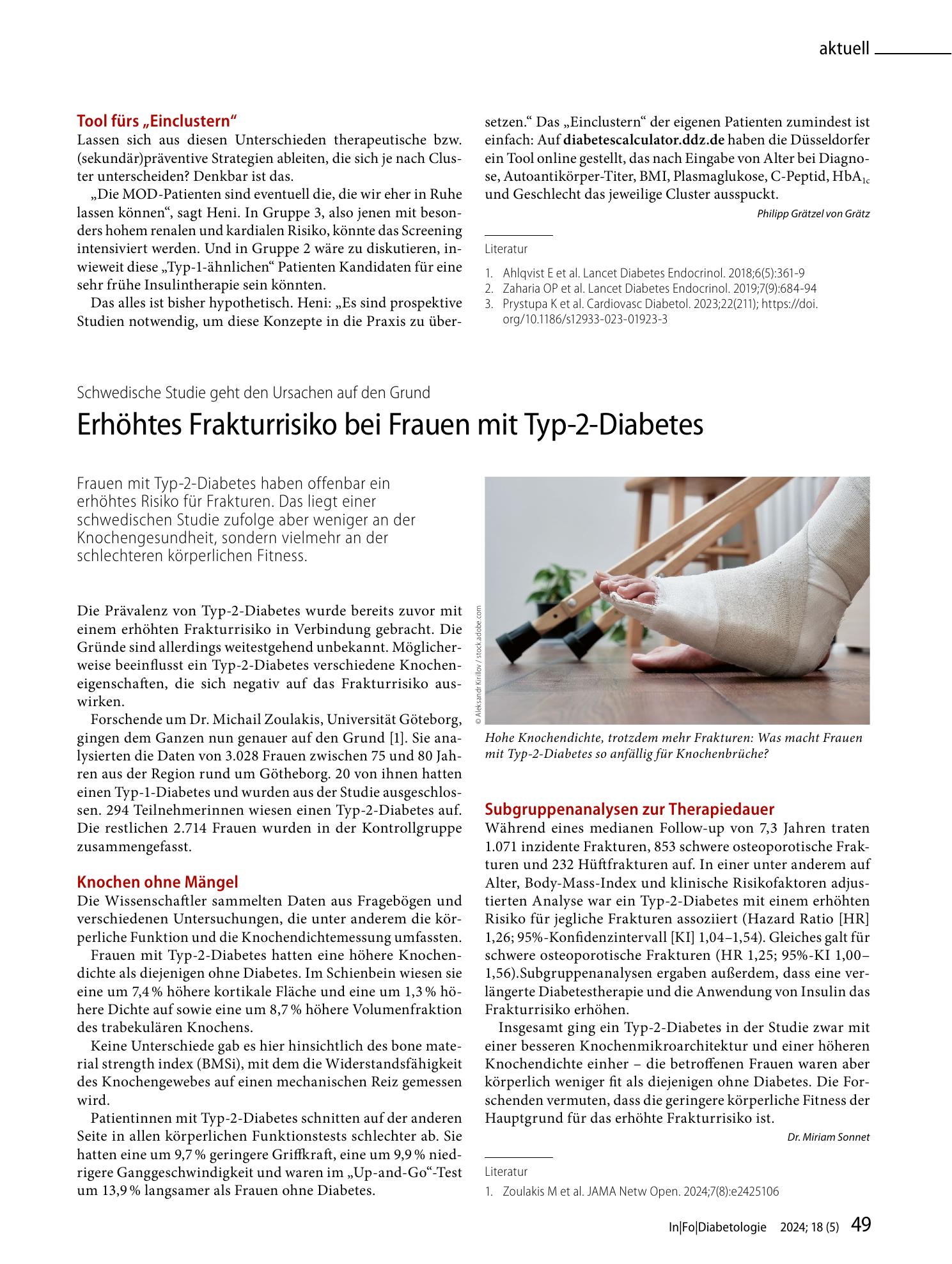 Vorschauseite 1: Erhöhtes Frakturrisiko bei Frauen mit Typ-2-Diabetes