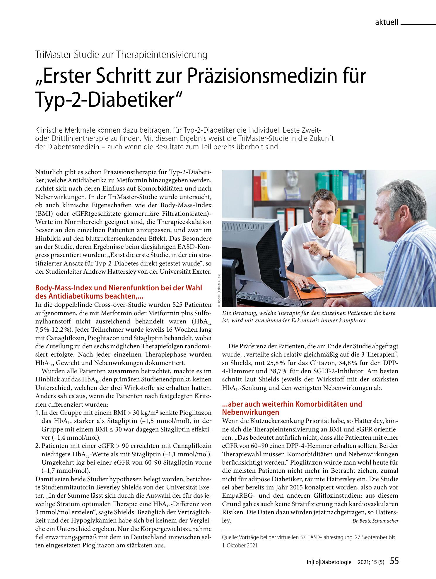 Vorschauseite 1: "Erster Schritt zur Präzisionsmedizin für Typ-2-Diabetiker"