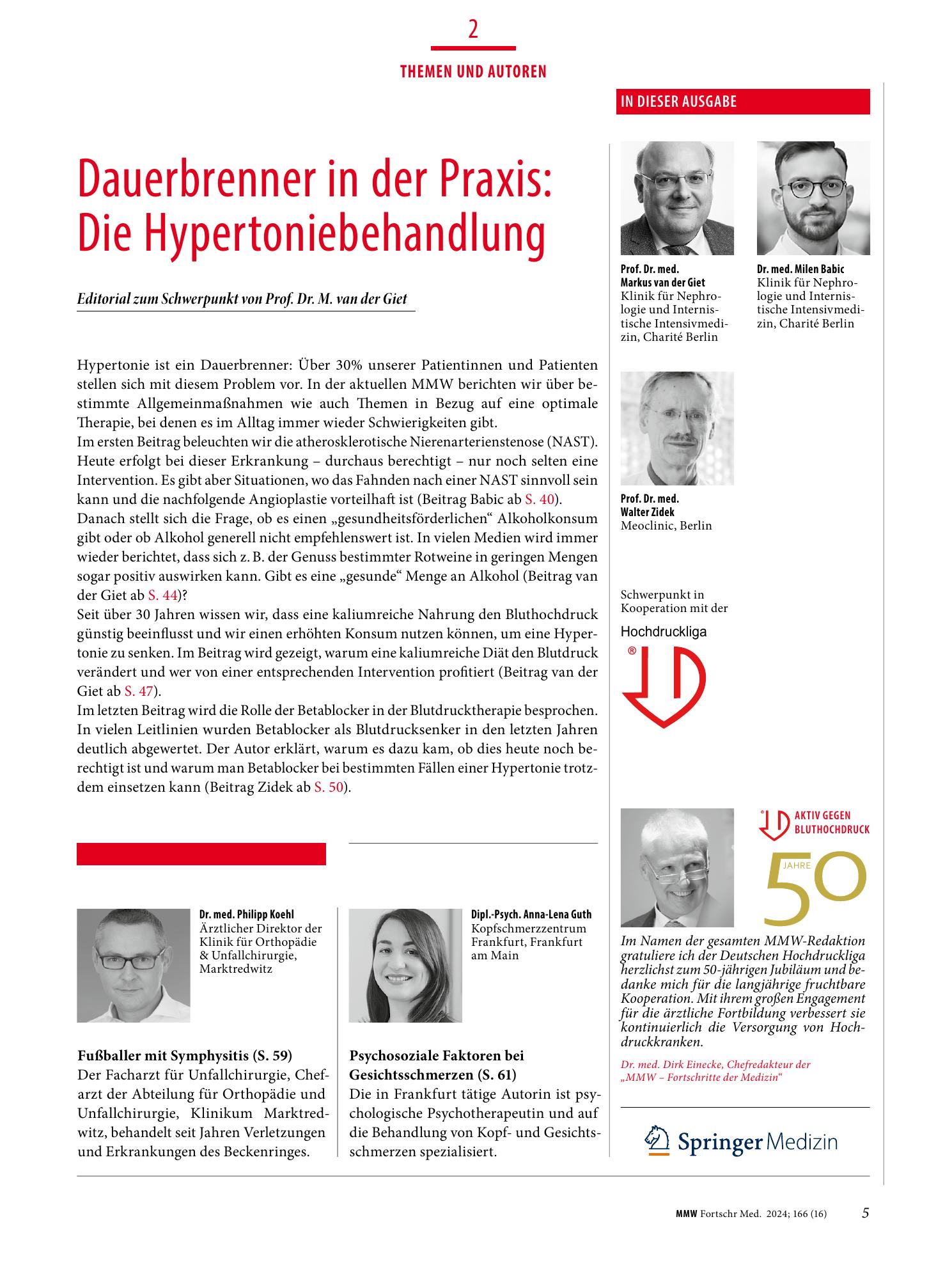 Vorschauseite 1: Dauerbrenner in der Praxis: Die Hypertoniebehandlung