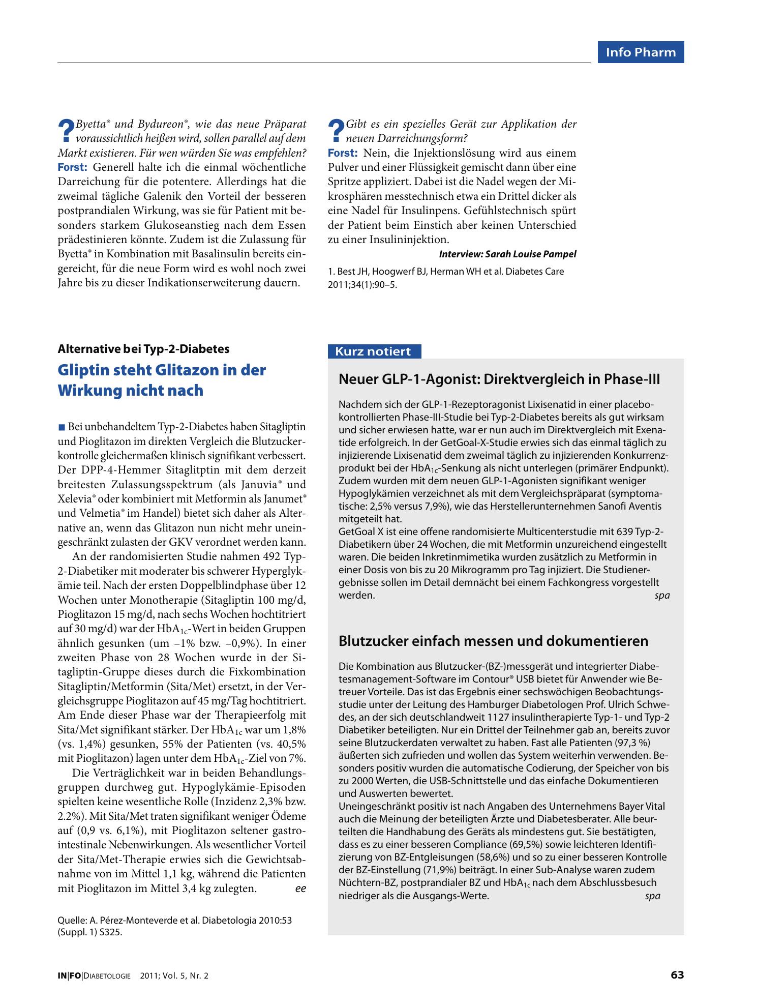 Vorschauseite 1: Gliptin steht Glitazon in der Wirkung nicht nach