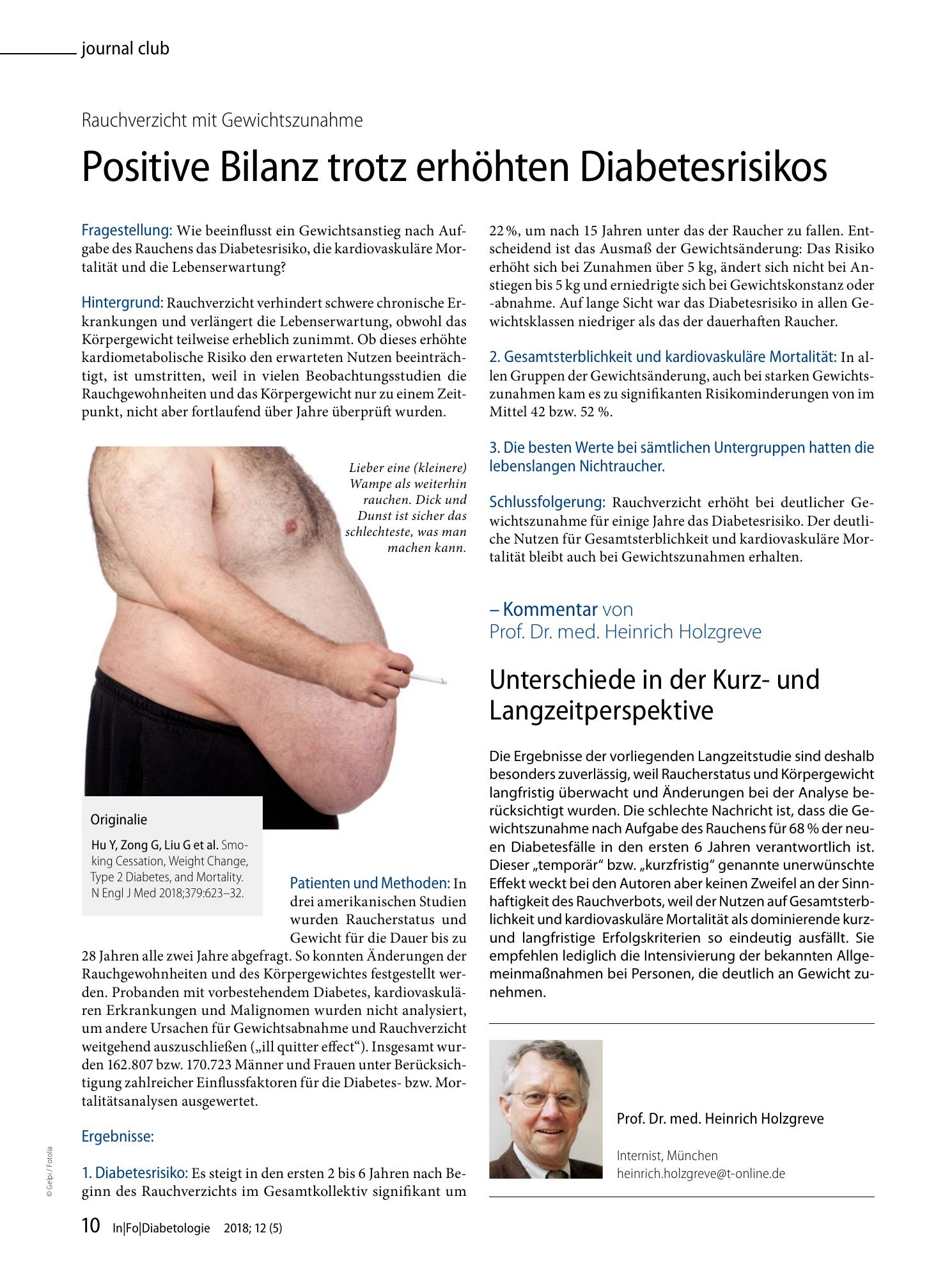 Vorschauseite 1: Positive Bilanz trotz erhöhten Diabetesrisikos