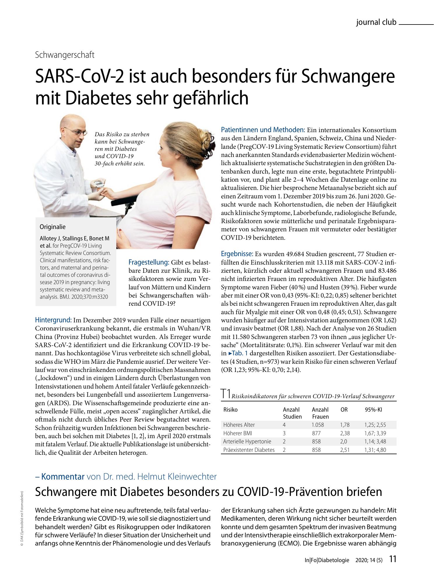 Vorschauseite 1: SARS-CoV-2 ist auch besonders für Schwangere mit Diabetes sehr gefährlich