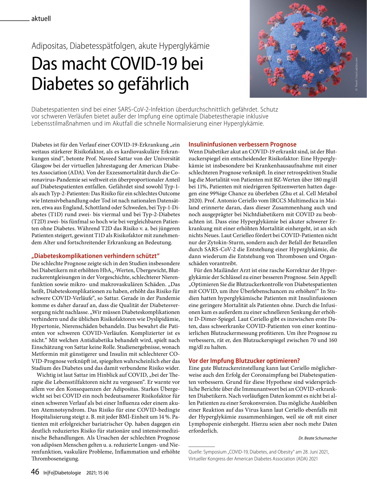 Vorschauseite 1: Das macht COVID-19 bei Diabetes so gefährlich