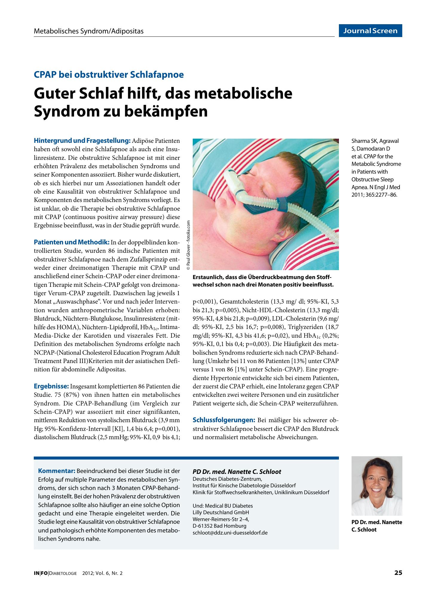 Vorschauseite 1: Guter Schlaf hilft, das metabolische Syndrom zu bekämpfen