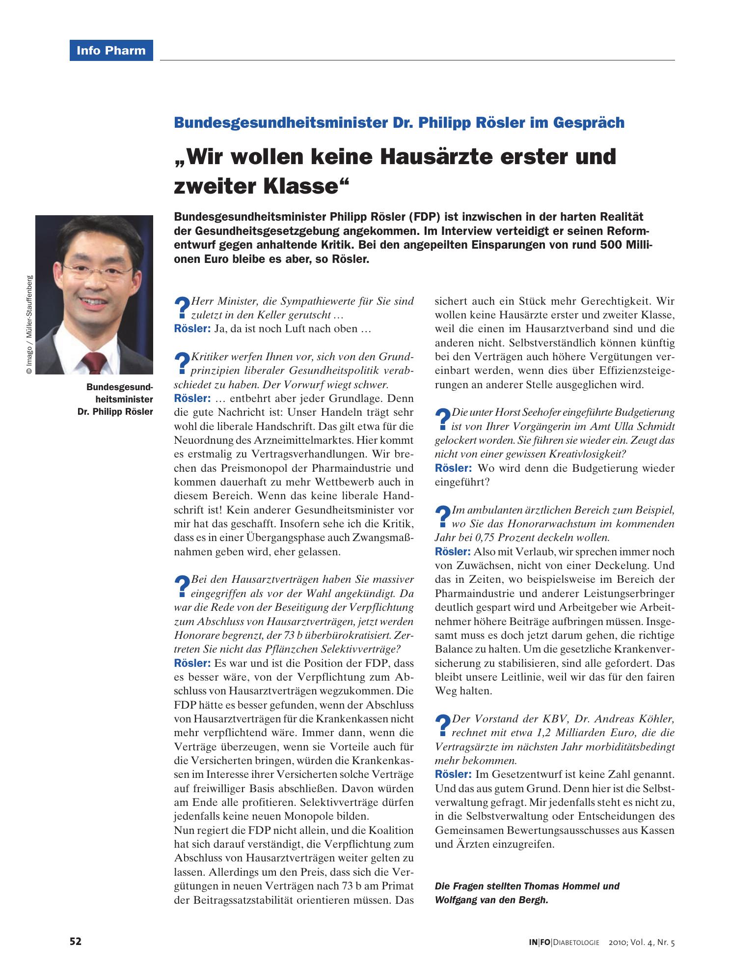 Vorschauseite 1: „Wir wollen keine Hausärzte erster und zweiter Klasse“