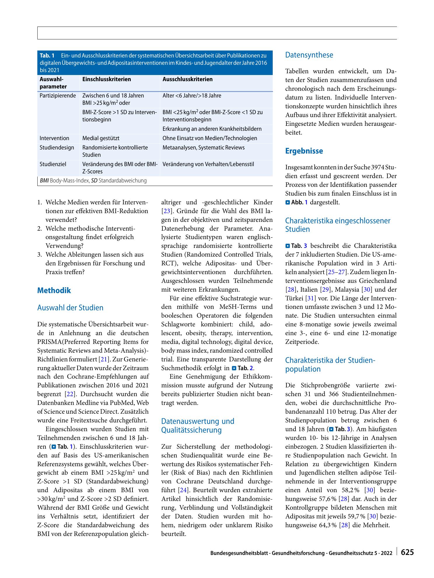 Vorschauseite 2: Strategien und Effekte digitaler Interventionen bei der Übergewichts- und Adipositastherapie von Kindern und Jugendlichen – ein systematischer Review