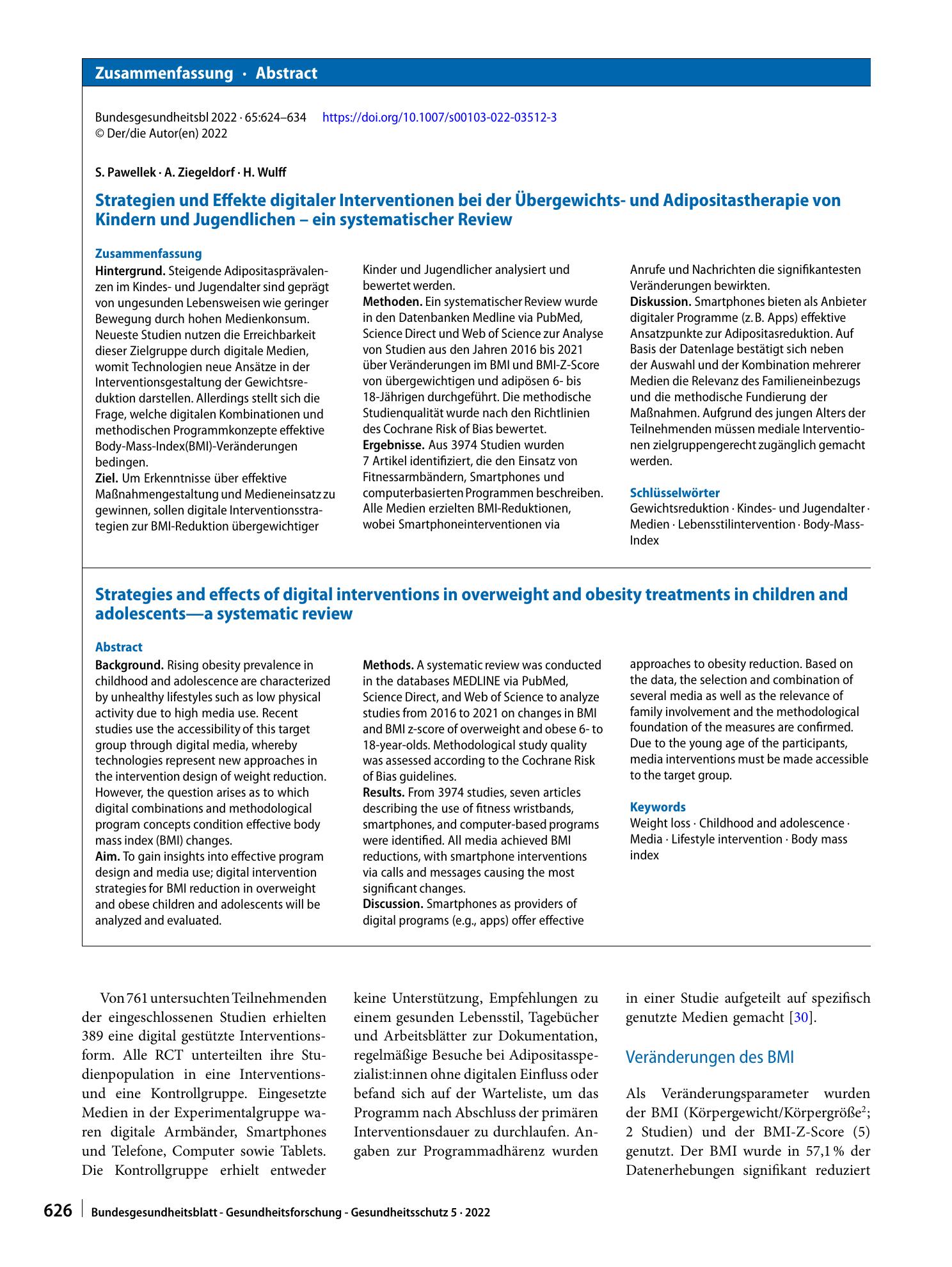 Vorschauseite 3: Strategien und Effekte digitaler Interventionen bei der Übergewichts- und Adipositastherapie von Kindern und Jugendlichen – ein systematischer Review