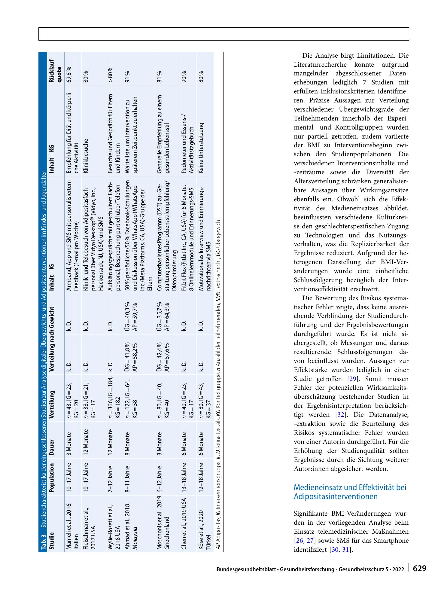 Vorschauseite 6: Strategien und Effekte digitaler Interventionen bei der Übergewichts- und Adipositastherapie von Kindern und Jugendlichen – ein systematischer Review