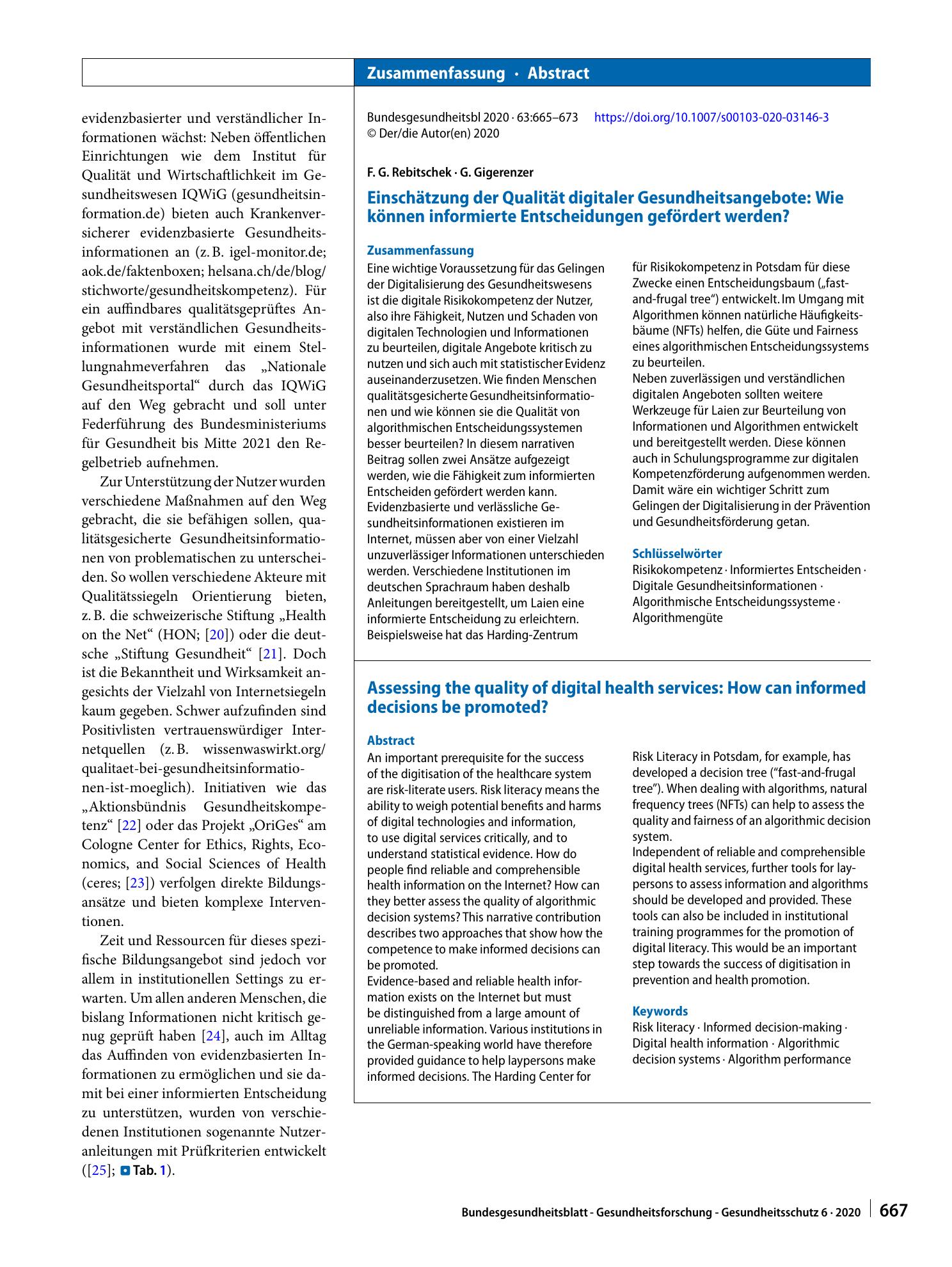 Vorschauseite 3: Einschätzung der Qualität digitaler Gesundheitsangebote: Wie können informierte Entscheidungen gefördert werden?