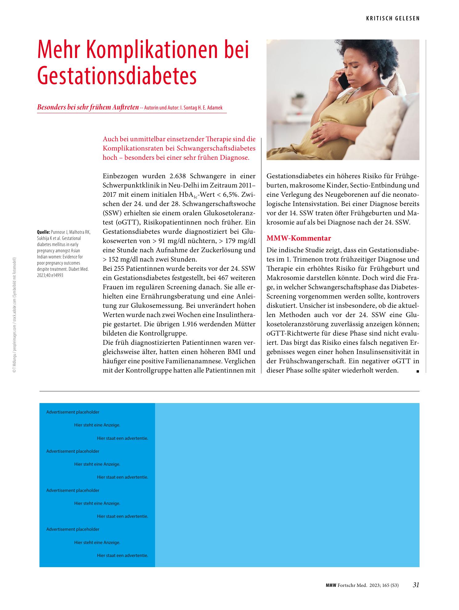 Vorschauseite 1: Mehr Komplikationen bei Gestationsdiabetes