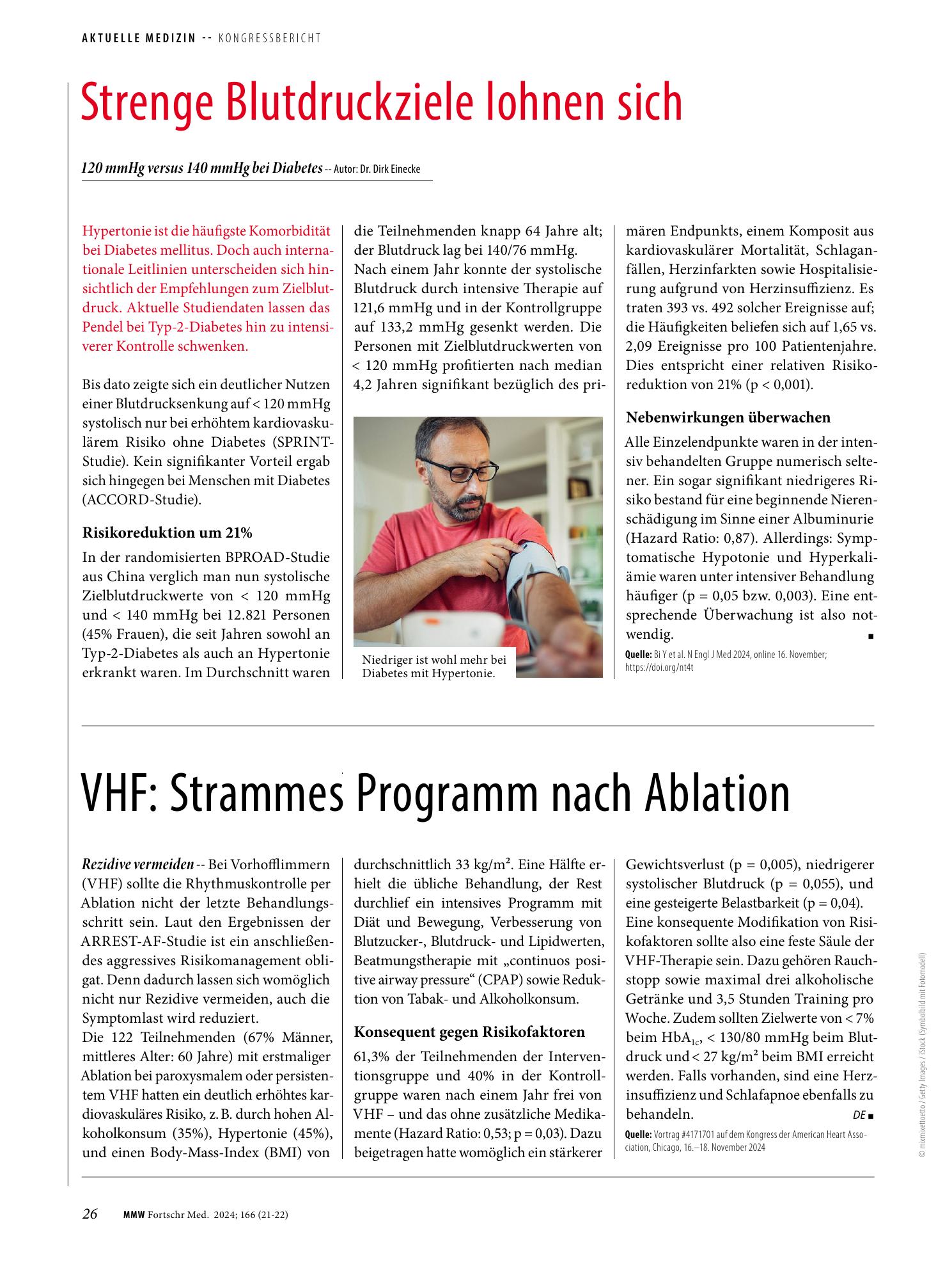 Vorschauseite 1: Strenge Blutdruckziele lohnen sich