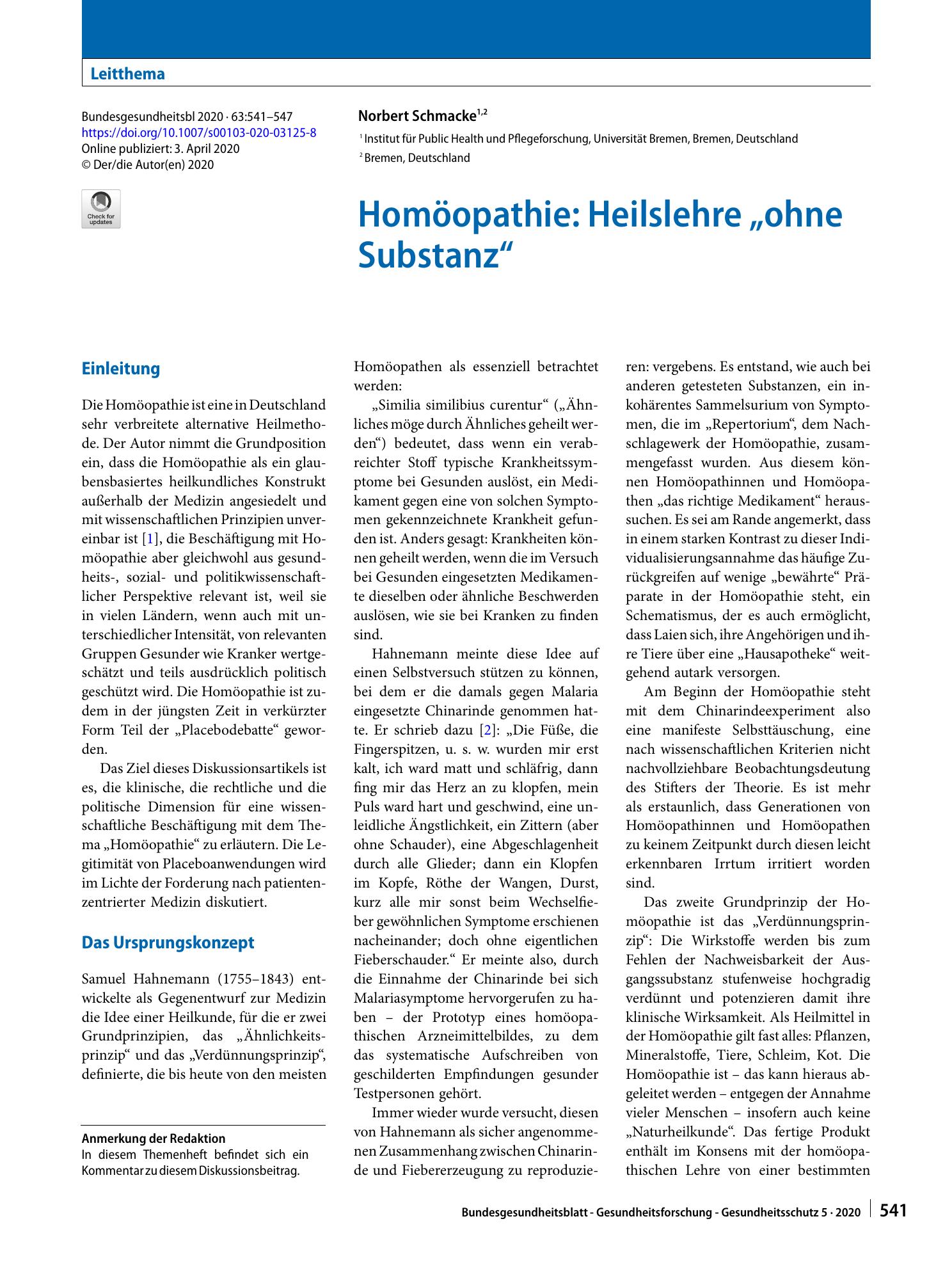 Vorschauseite 1: Homöopathie: Heilslehre „ohne Substanz“
