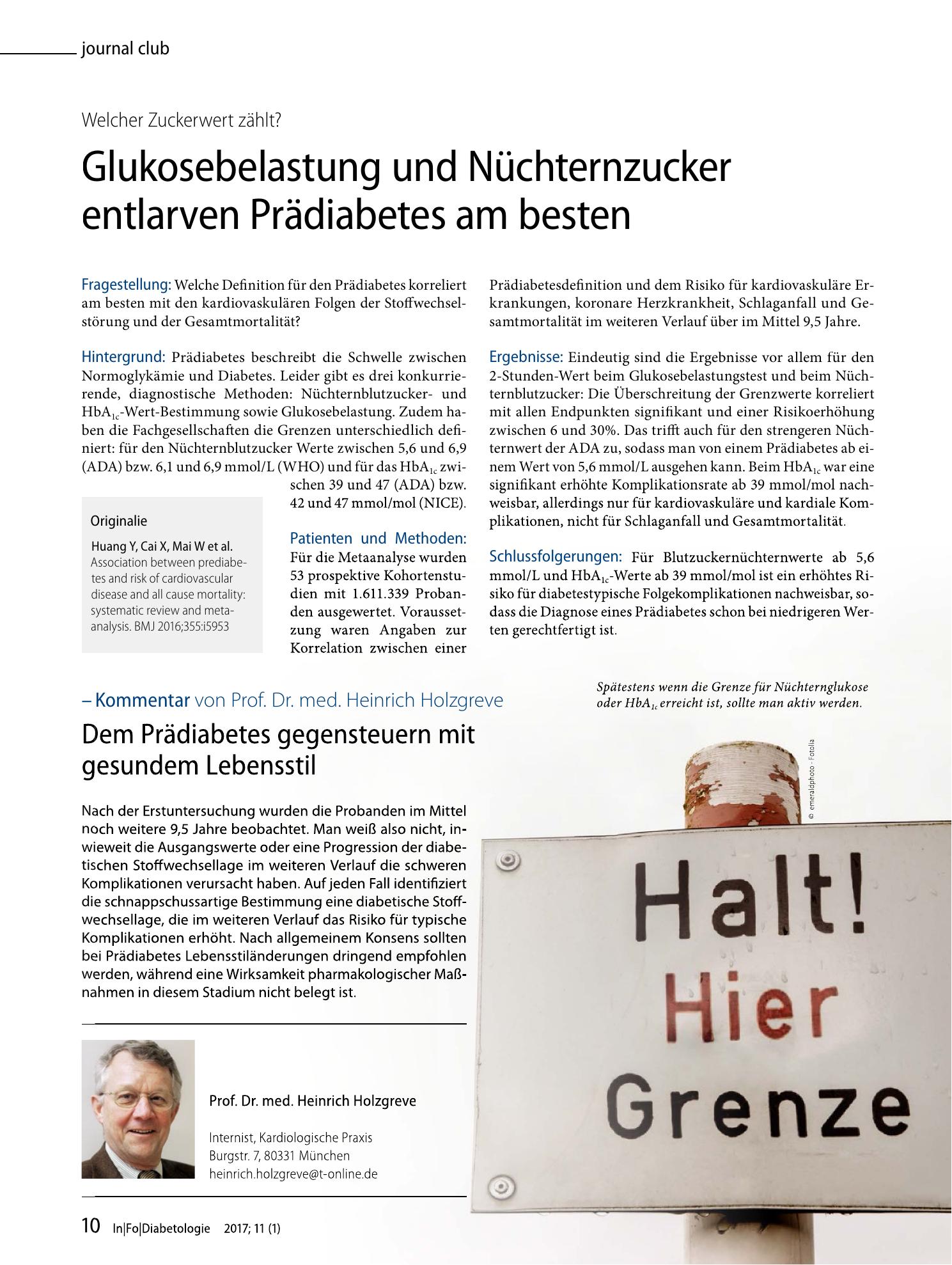 Vorschauseite 1: Glukosebelastung und Nüchternzucker entlarven Prädiabetes am besten