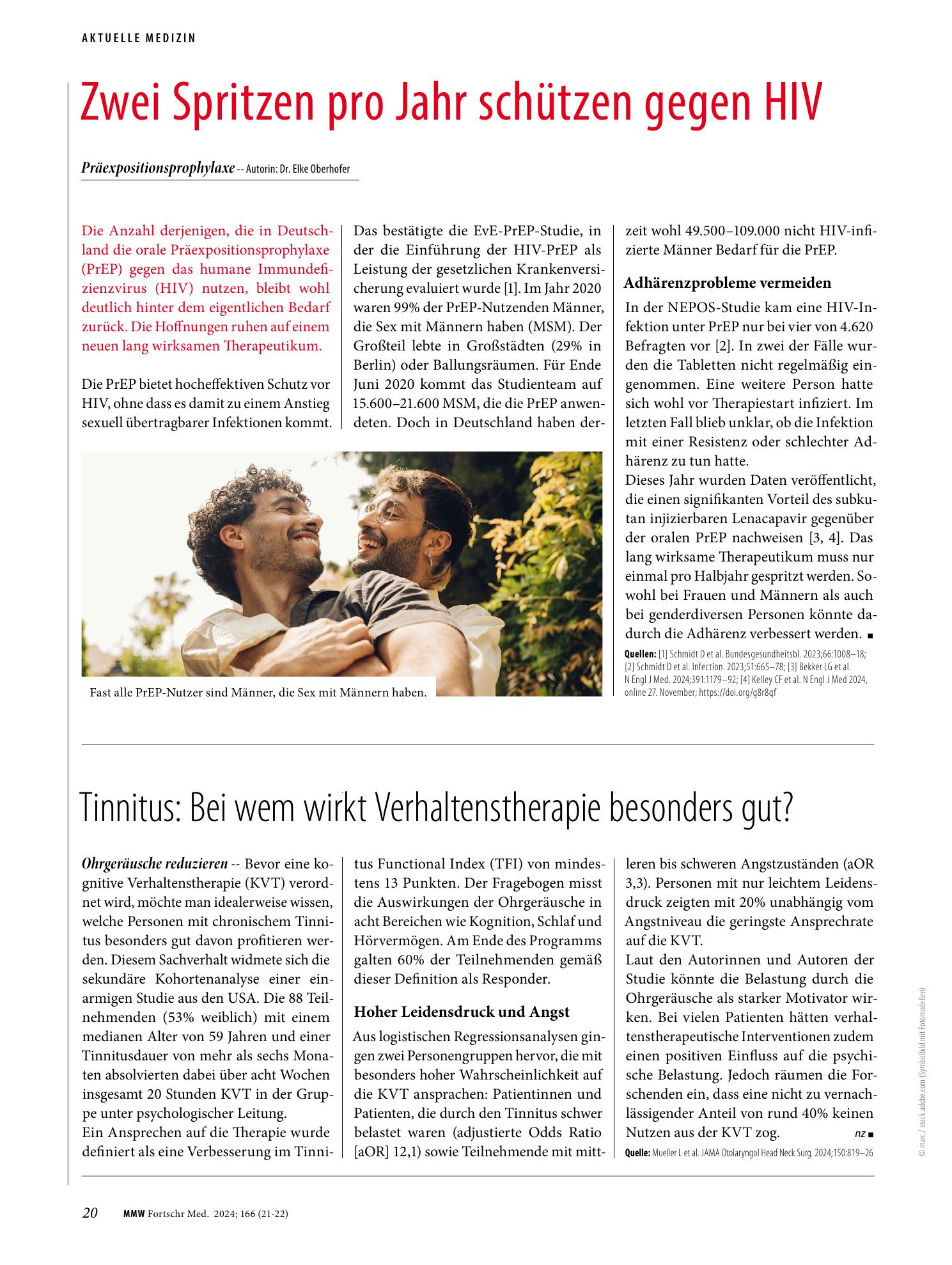 Vorschauseite 1: Zwei Spritzen pro Jahr schützen gegen HIV