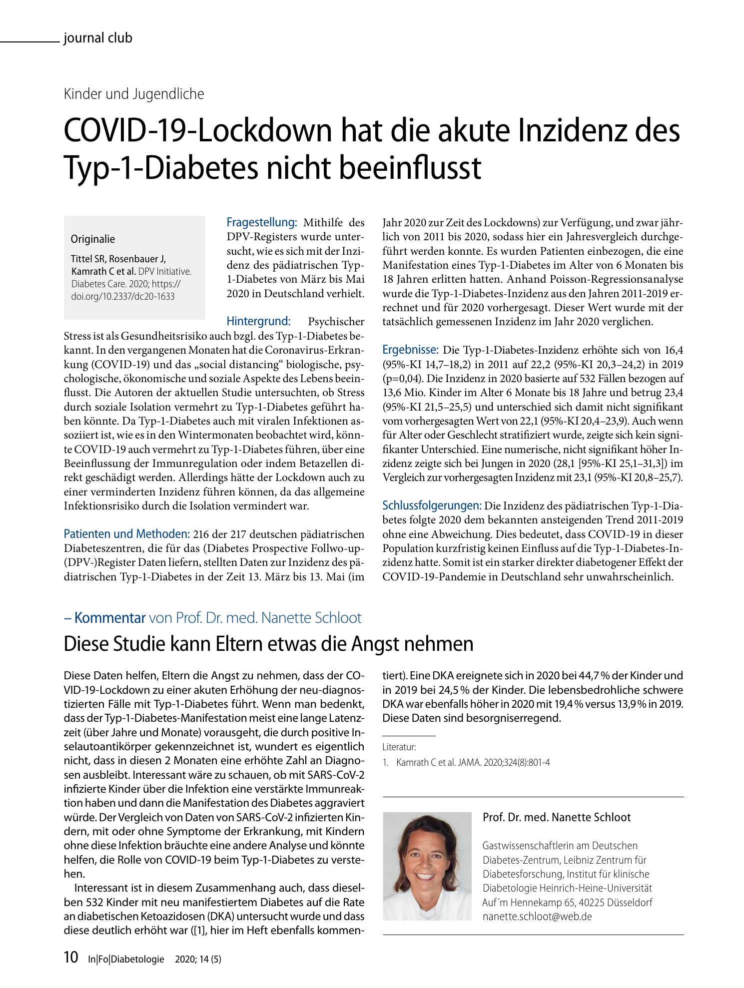 Vorschauseite 1: COVID-19-Lockdown hat die akute Inzidenz des Typ-1-Diabetes nicht beeinflusst