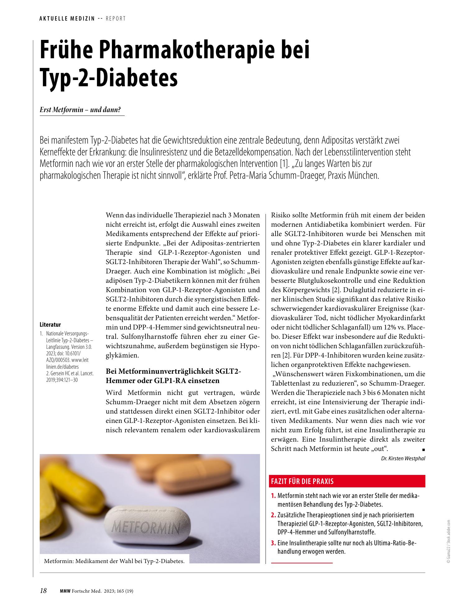 Vorschauseite 1: Frühe Pharmakotherapie bei Typ-2-Diabetes