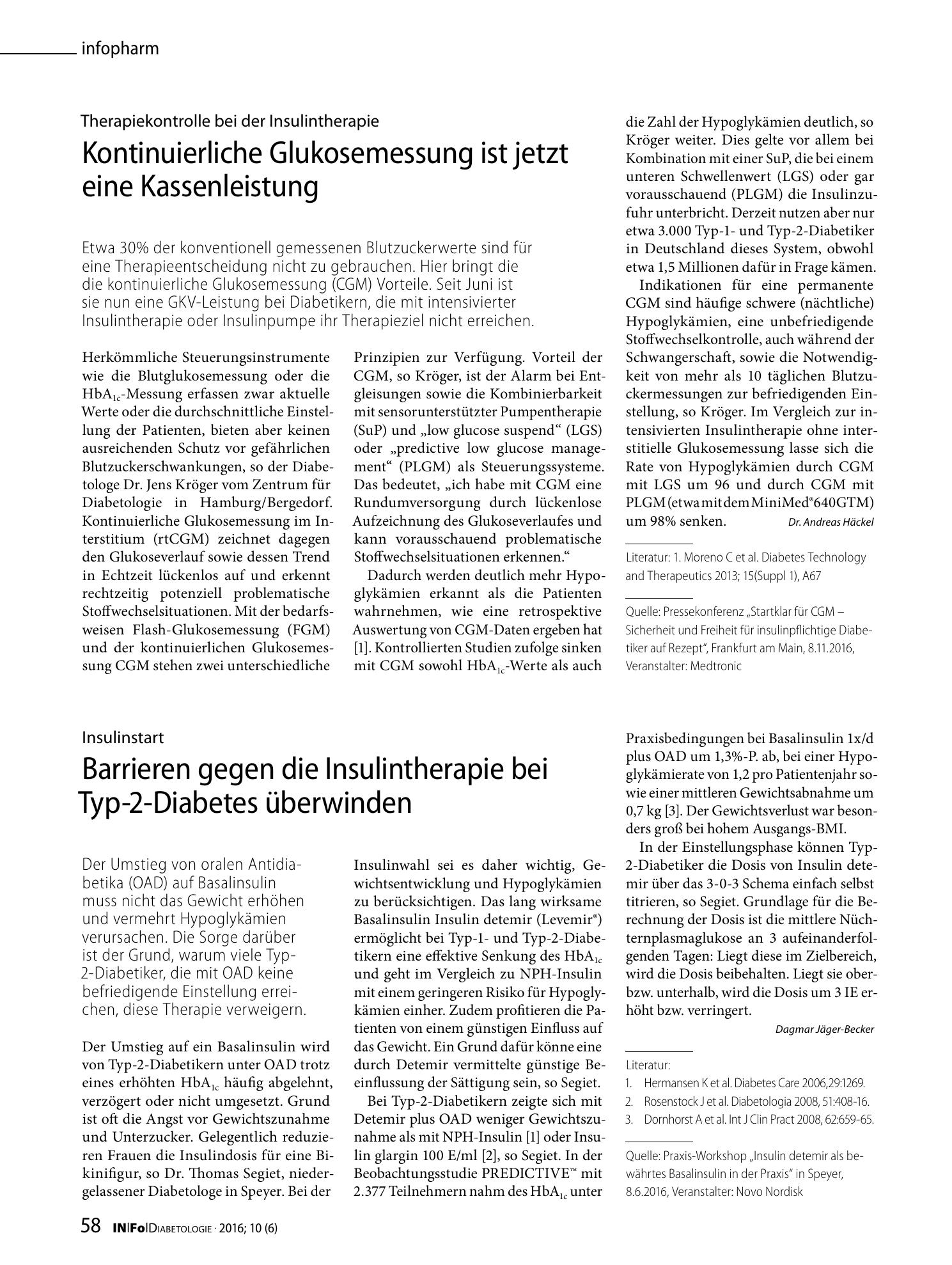Vorschauseite 1: Kontinuierliche Glukosemessung ist jetzt eine Kassenleistung