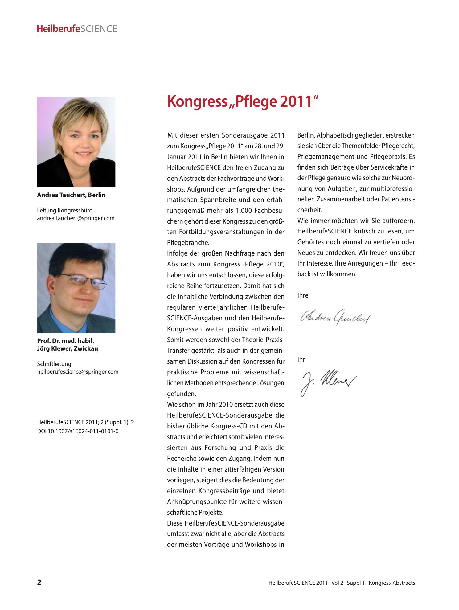 Vorschauseite 1: Kongress „Pflege 2011“