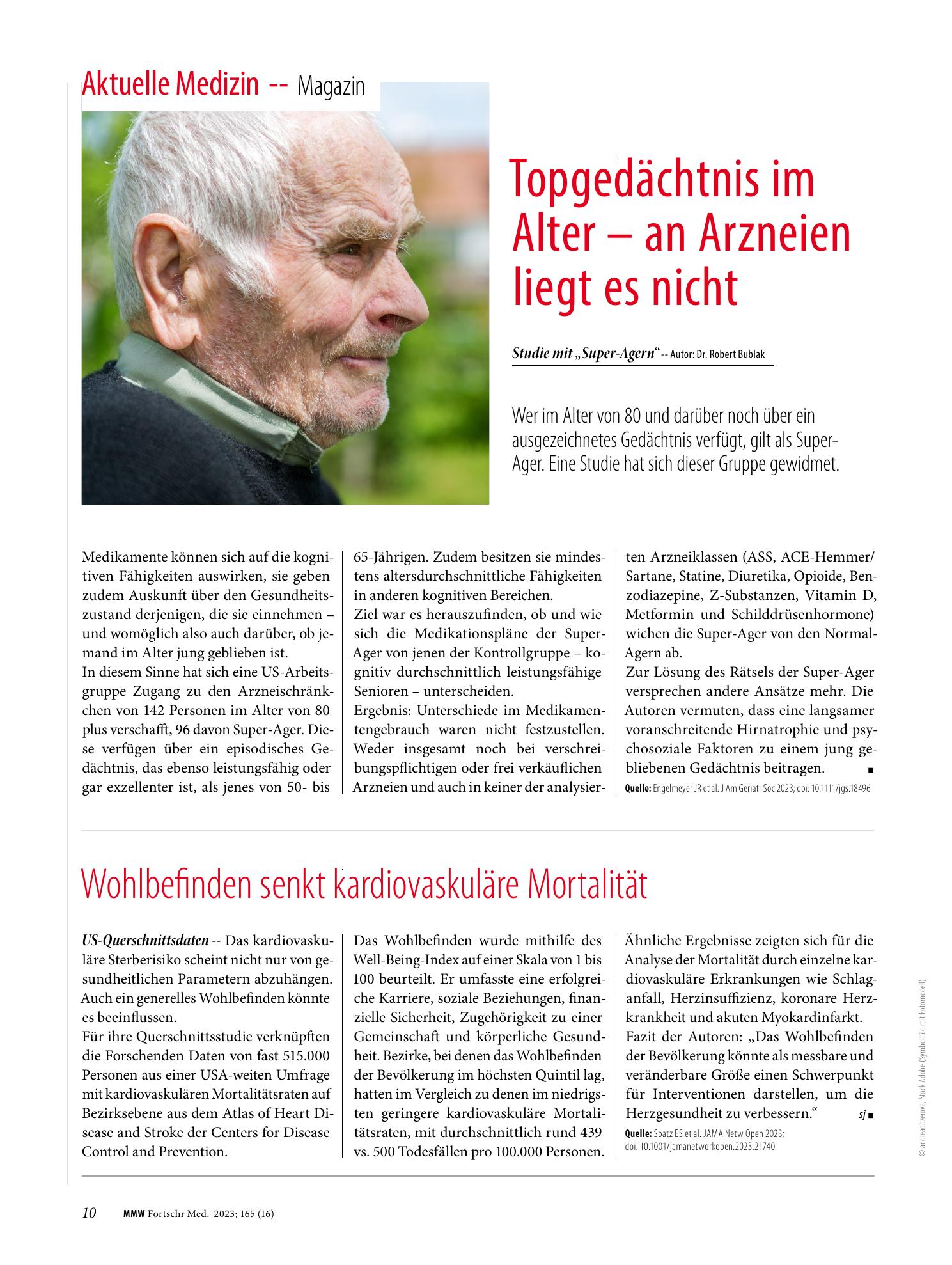 Vorschauseite 1: Topgedächtnis im Alter - an Arzneien liegt es nicht