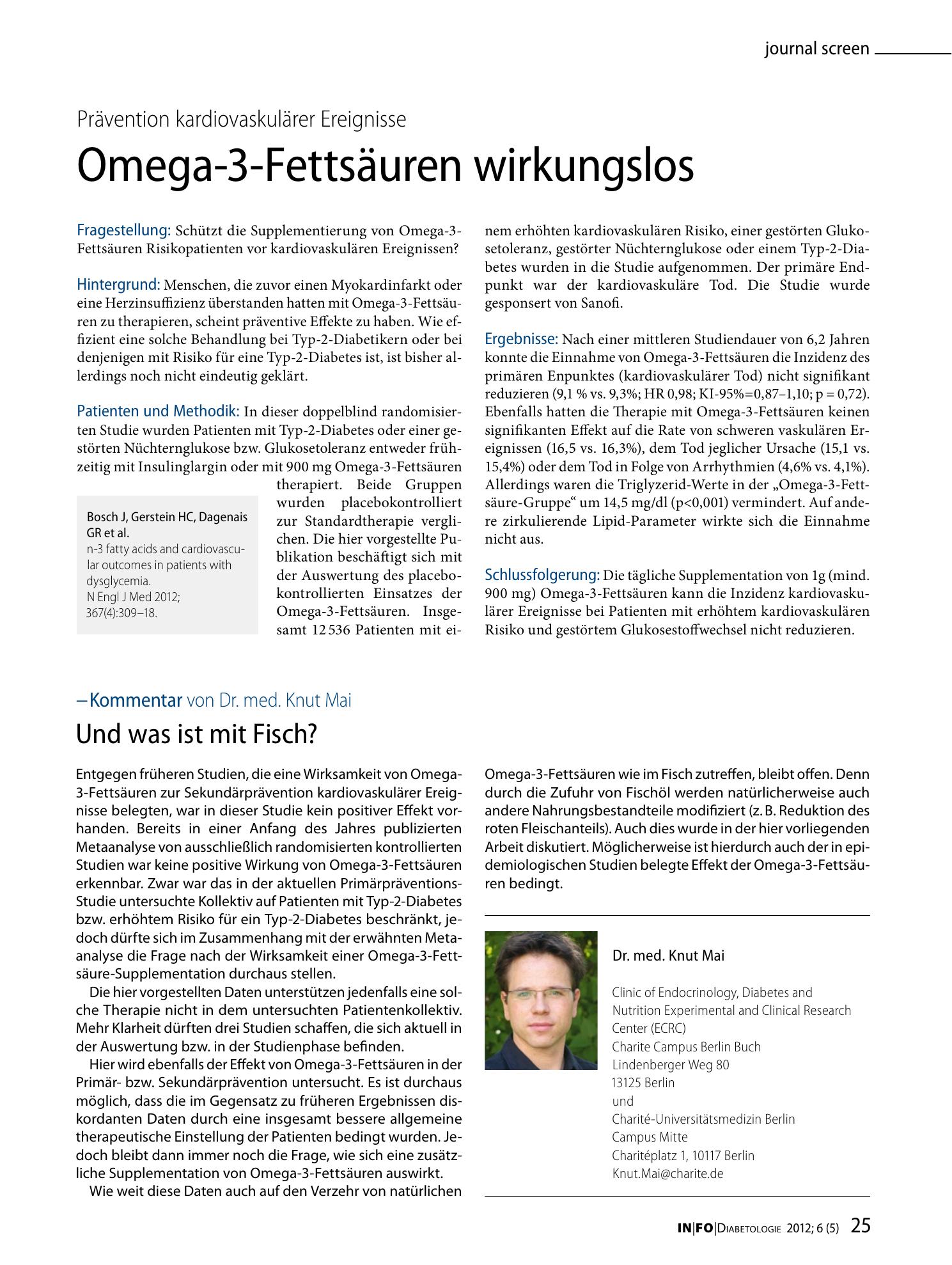Vorschauseite 1: Omega-3-Fettsäuren wirkungslos