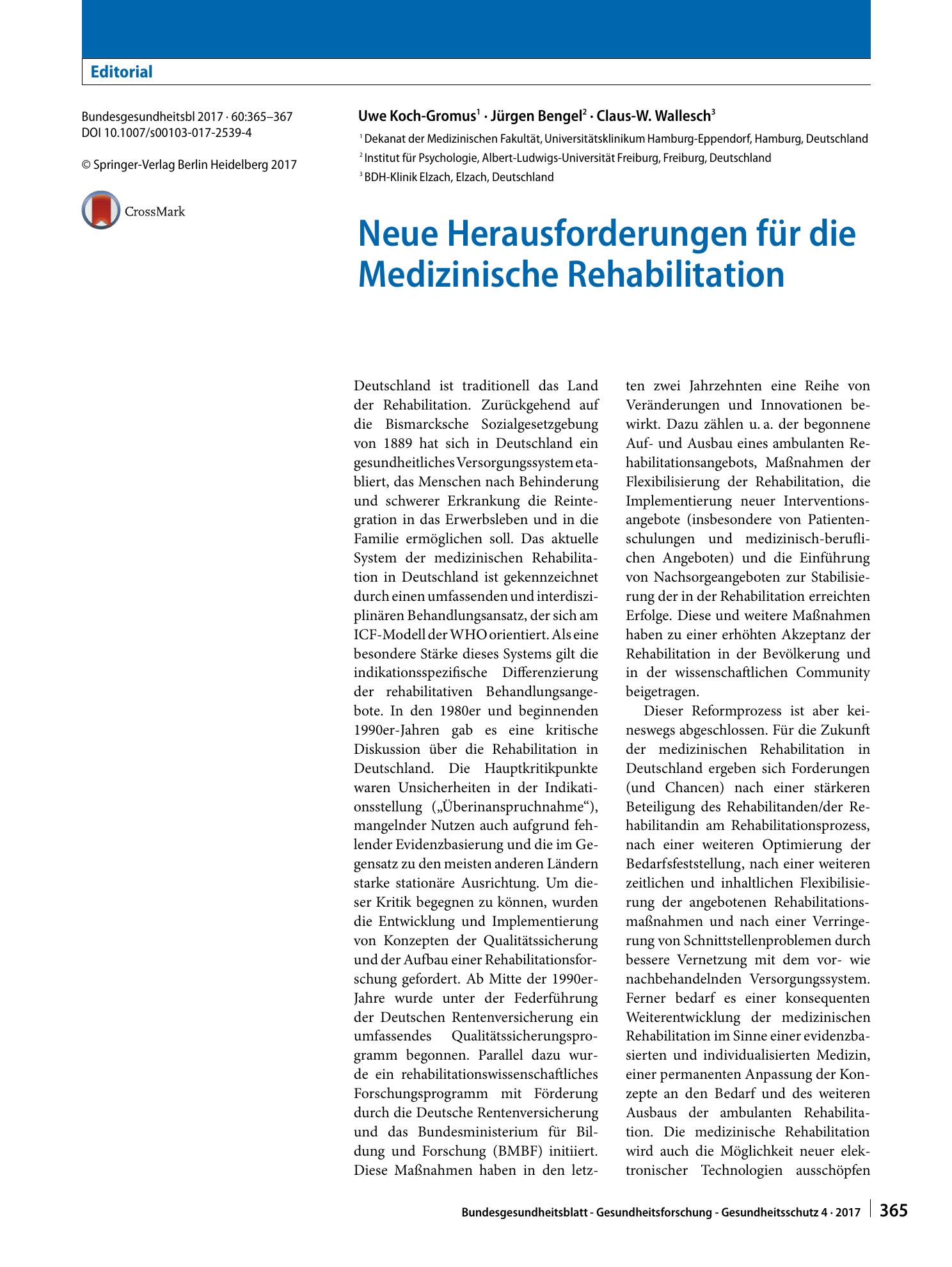 Vorschauseite 1: Neue Herausforderungen für die Medizinische Rehabilitation