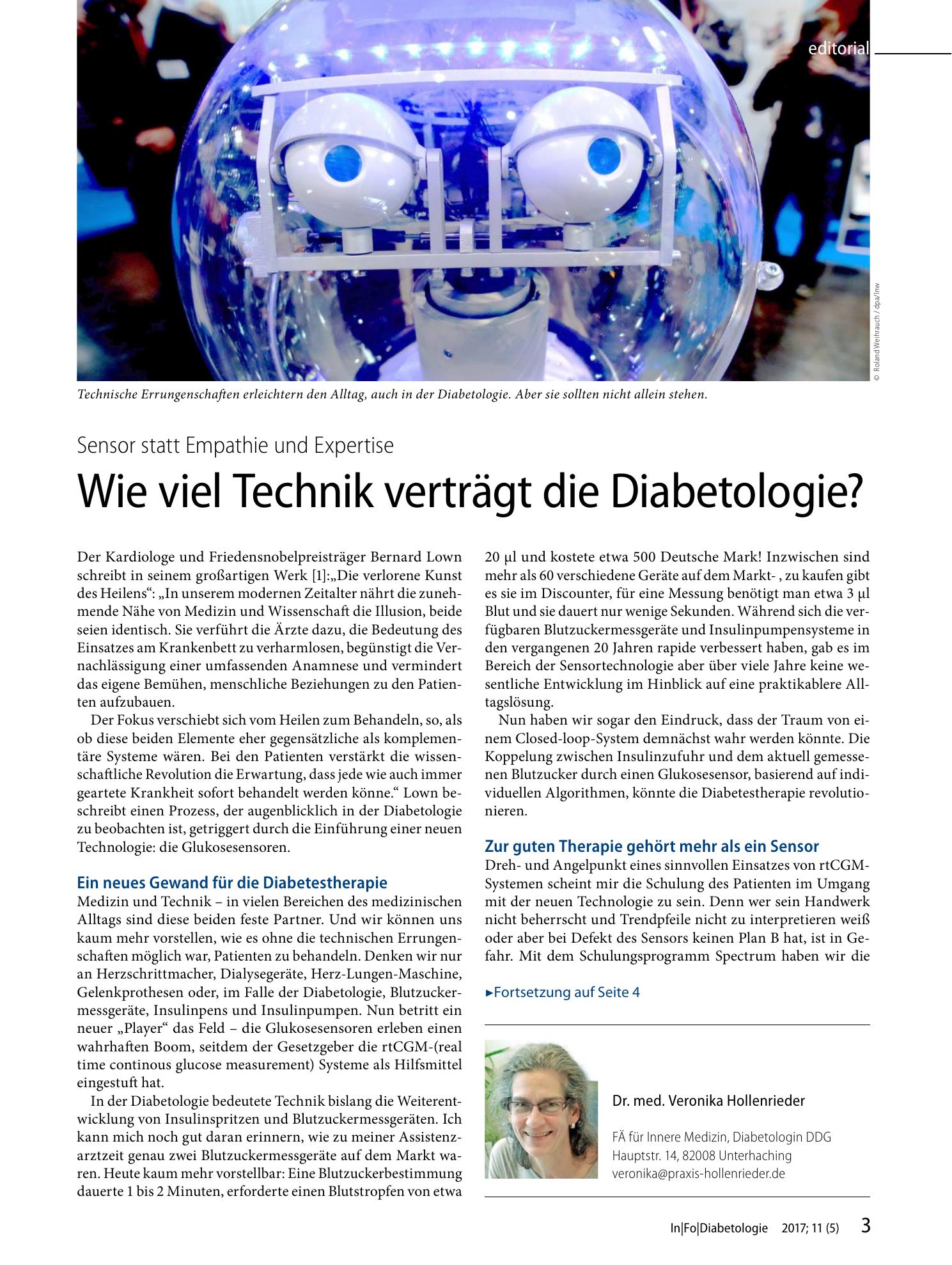 Vorschauseite 1: Wie viel Technik verträgt die Diabetologie?