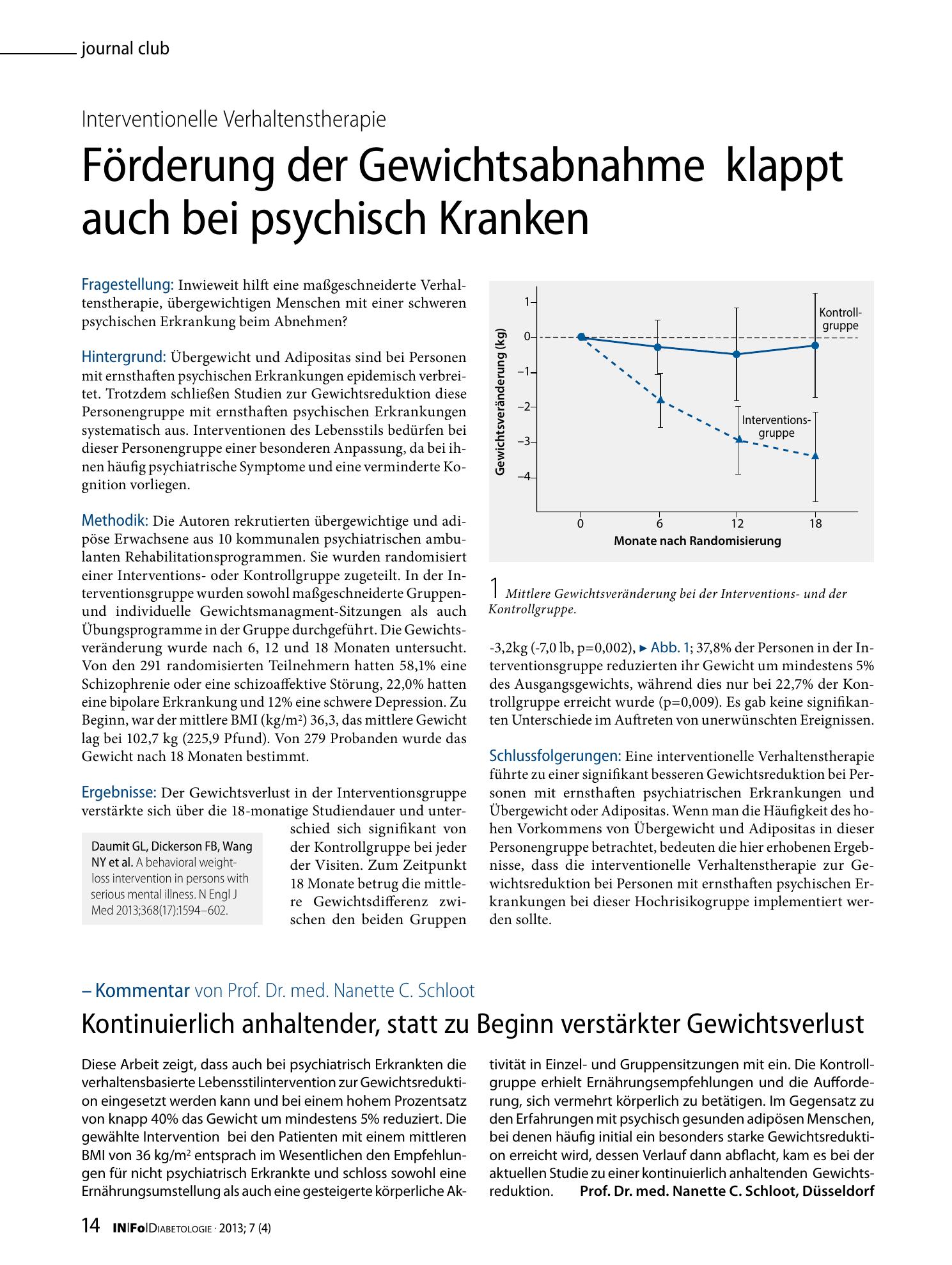Vorschauseite 1: Förderung der Gewichtsabnahme klappt auch bei psychisch Kranken