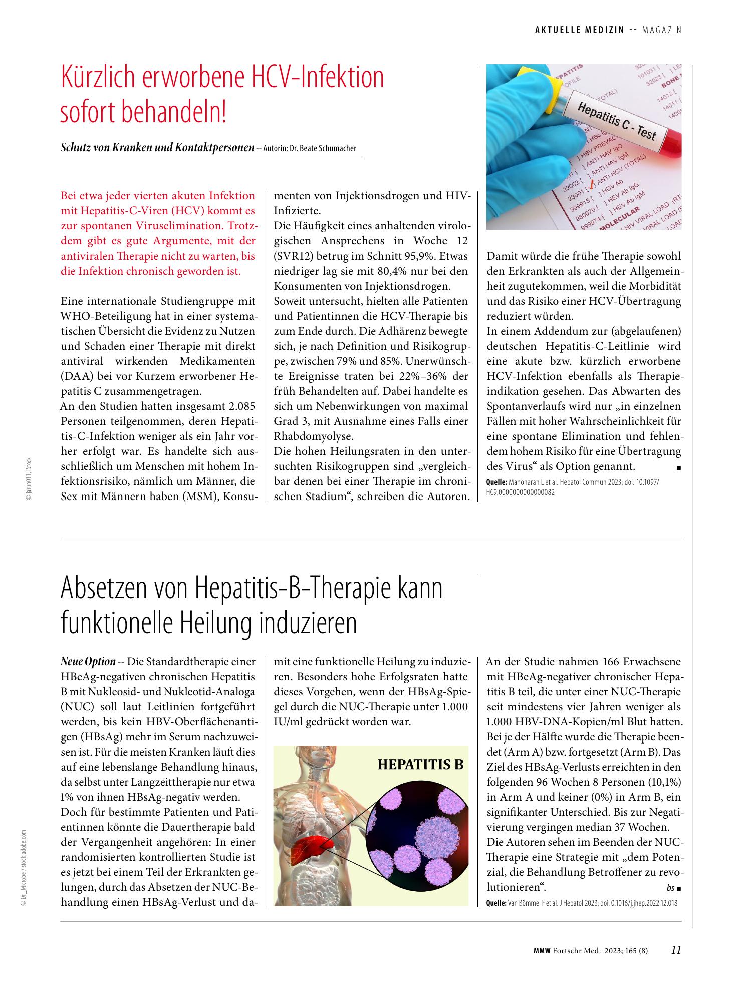 Vorschauseite 1: Kürzlich erworbene HCV-Infektion sofort behandeln!
