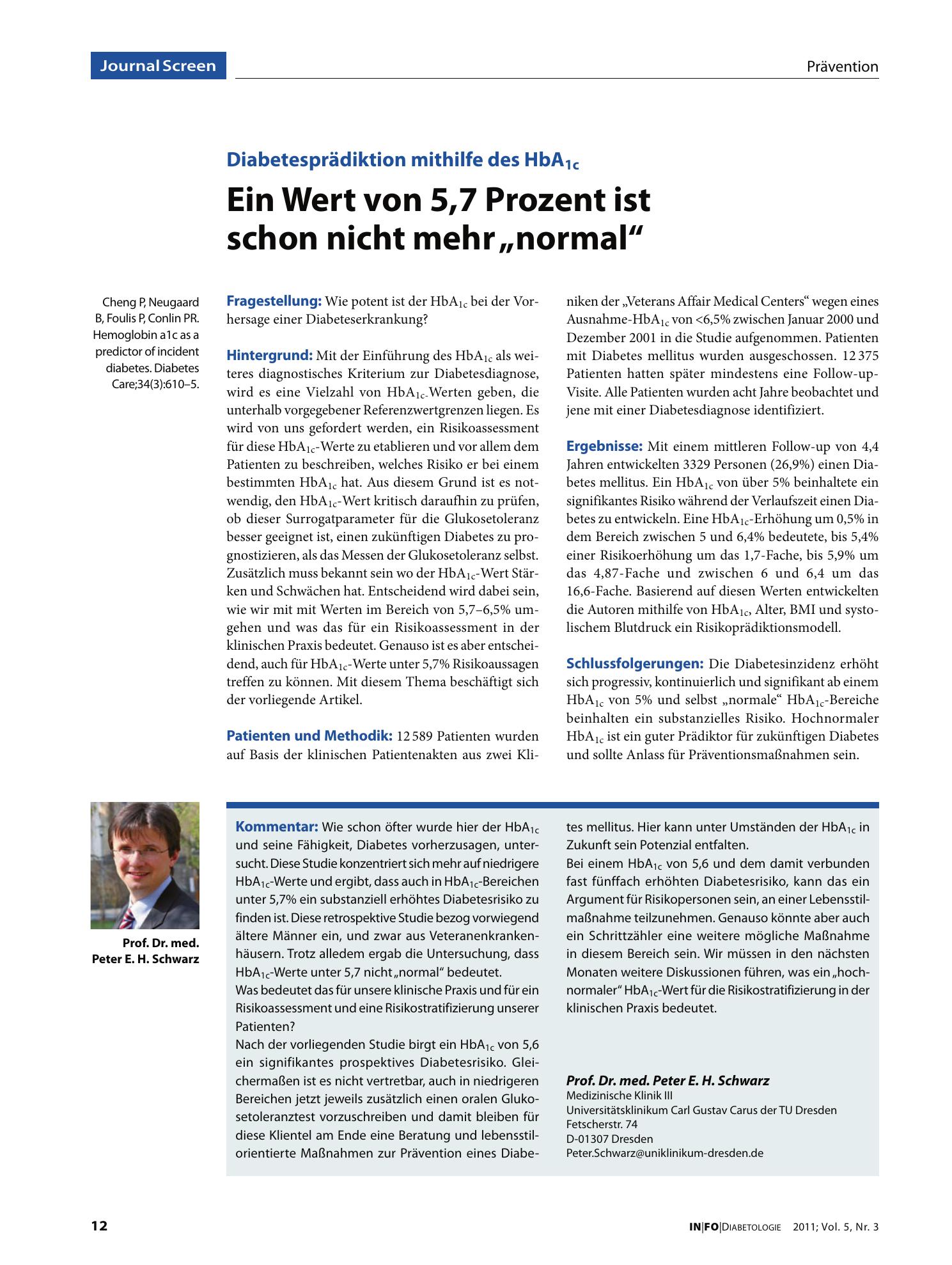 Vorschauseite 1: Ein Wert von 5,7 Prozent ist schon nicht mehr „normal“