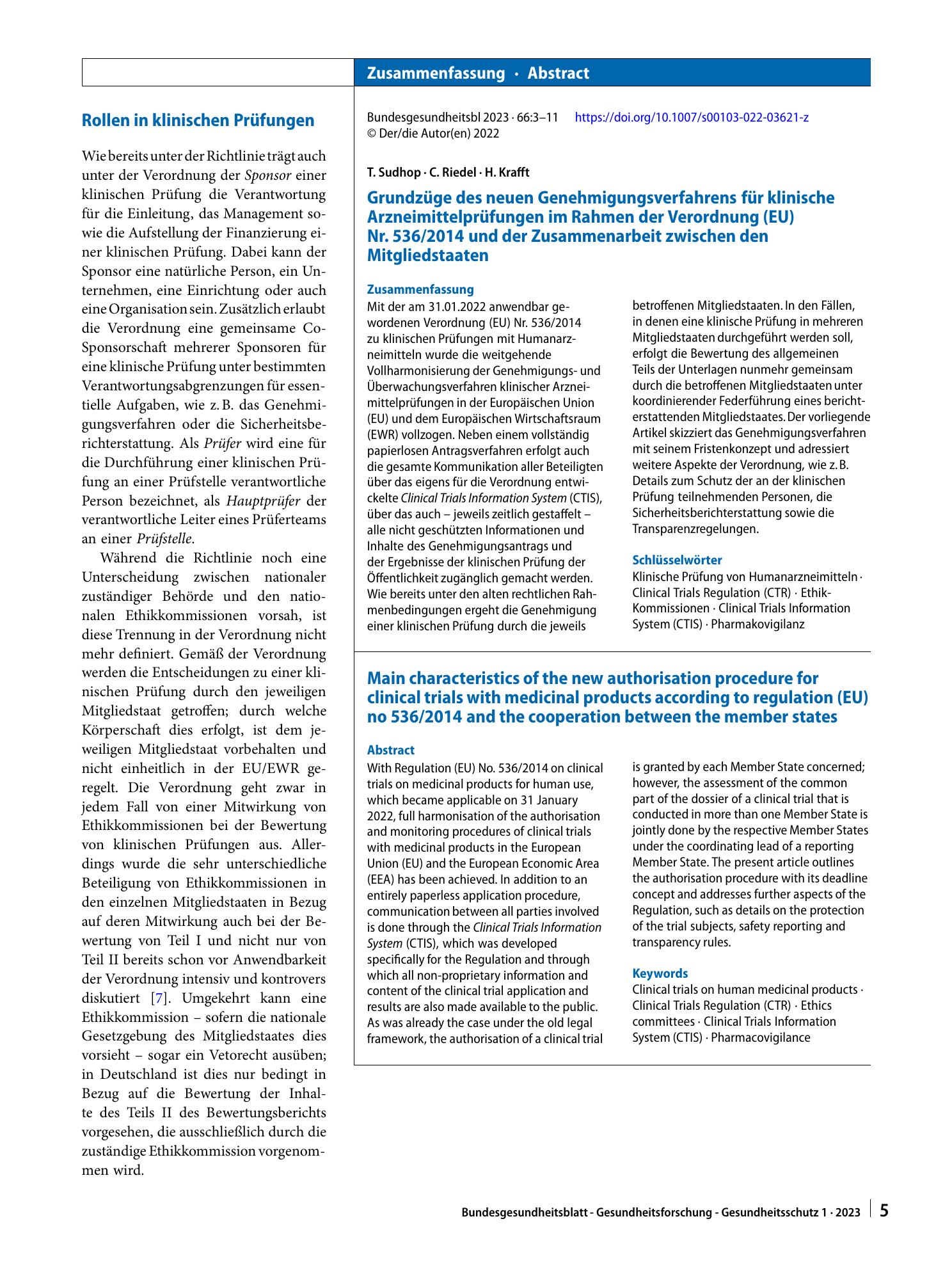 Vorschauseite 3: Grundzüge des neuen Genehmigungsverfahrens für klinische Arzneimittelprüfungen im Rahmen der Verordnung (EU) Nr. 536/2014 und der Zusammenarbeit zwischen den Mitgliedstaaten