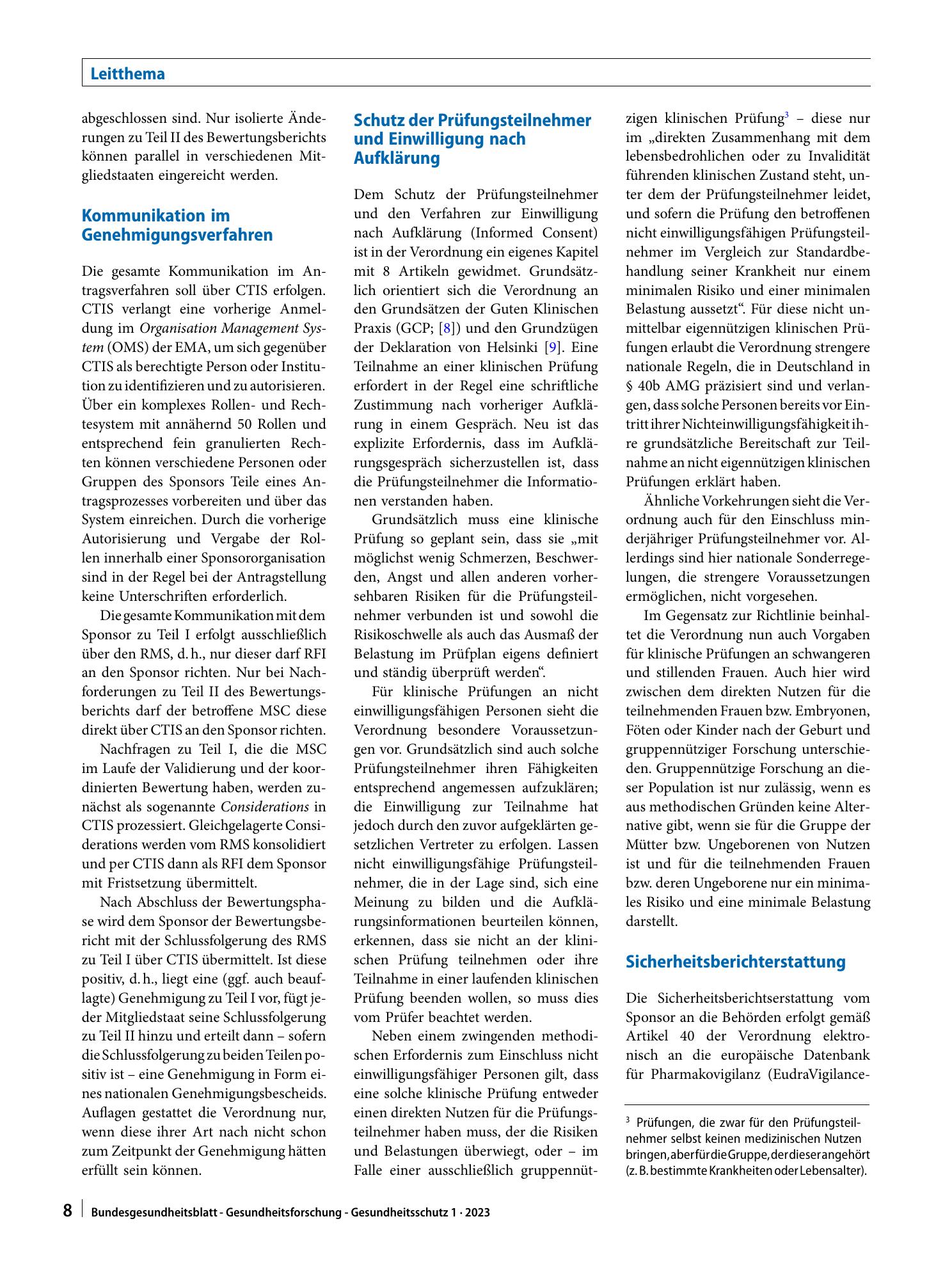 Vorschauseite 6: Grundzüge des neuen Genehmigungsverfahrens für klinische Arzneimittelprüfungen im Rahmen der Verordnung (EU) Nr. 536/2014 und der Zusammenarbeit zwischen den Mitgliedstaaten