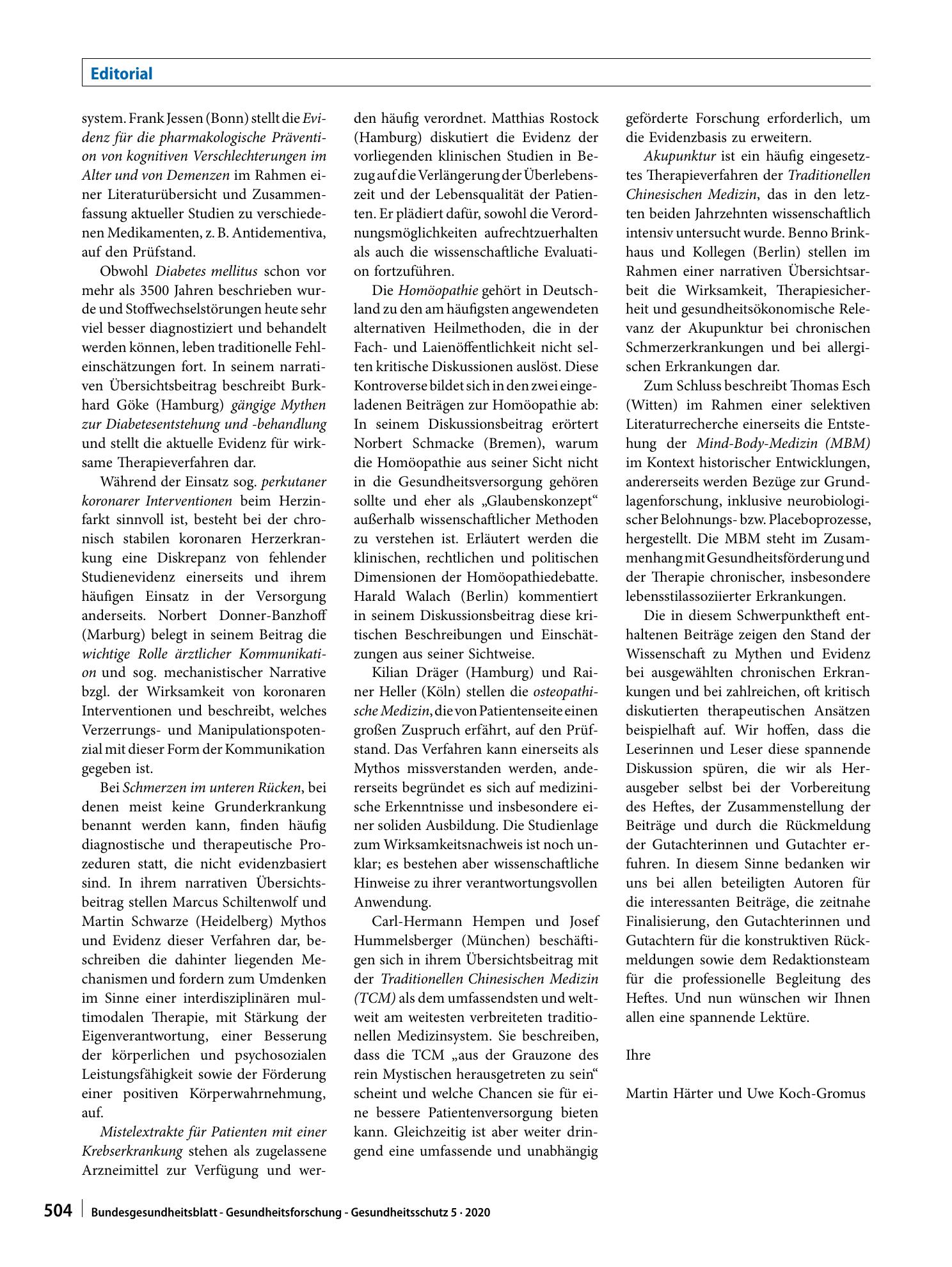 Vorschauseite 2: Wie viel Mythos verträgt die moderne Medizin und wie viel (mehr) Evidenz braucht sie?
