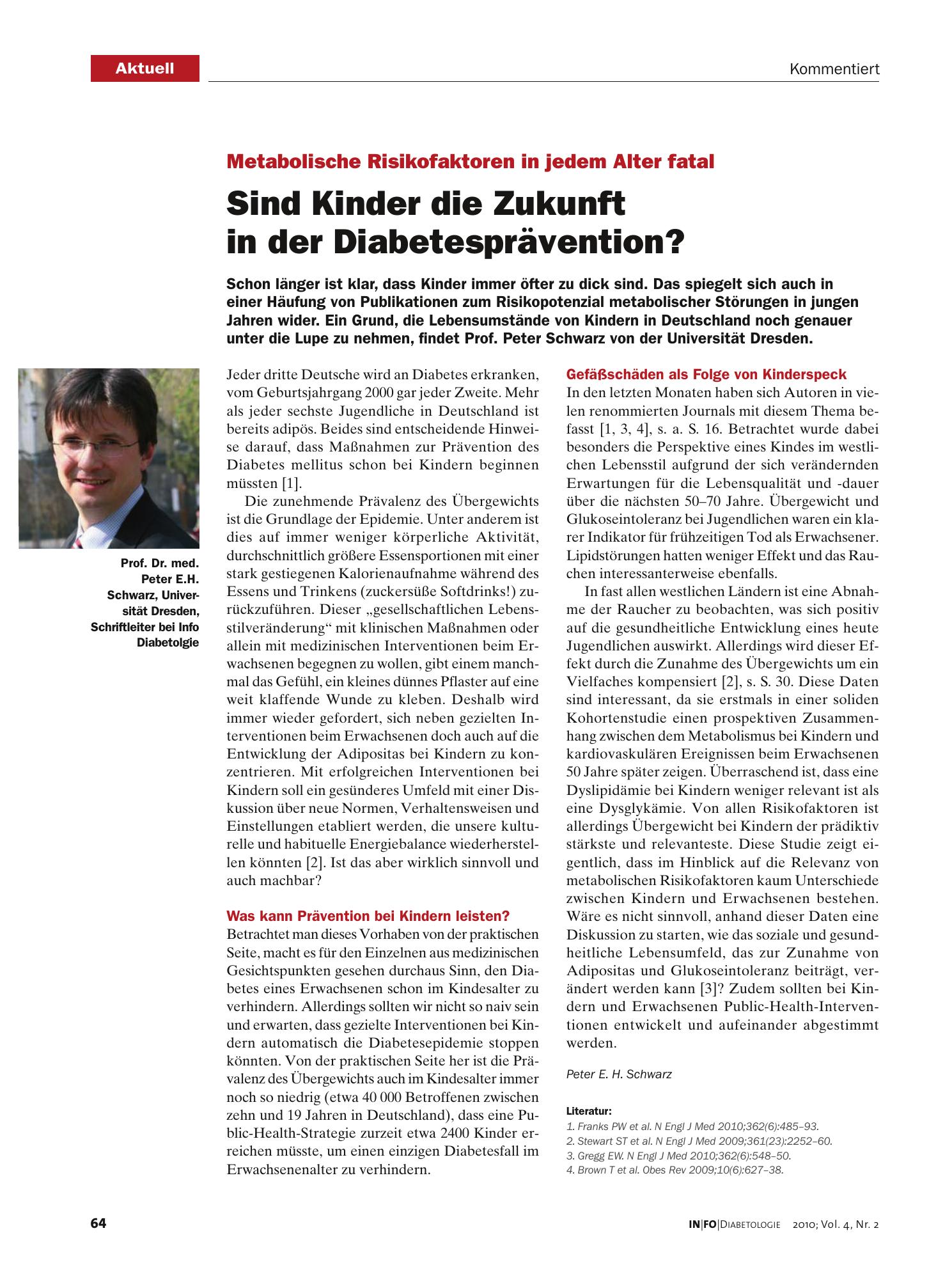 Vorschauseite 1: Sind Kinder die Zukunft in der Diabetesprävention?